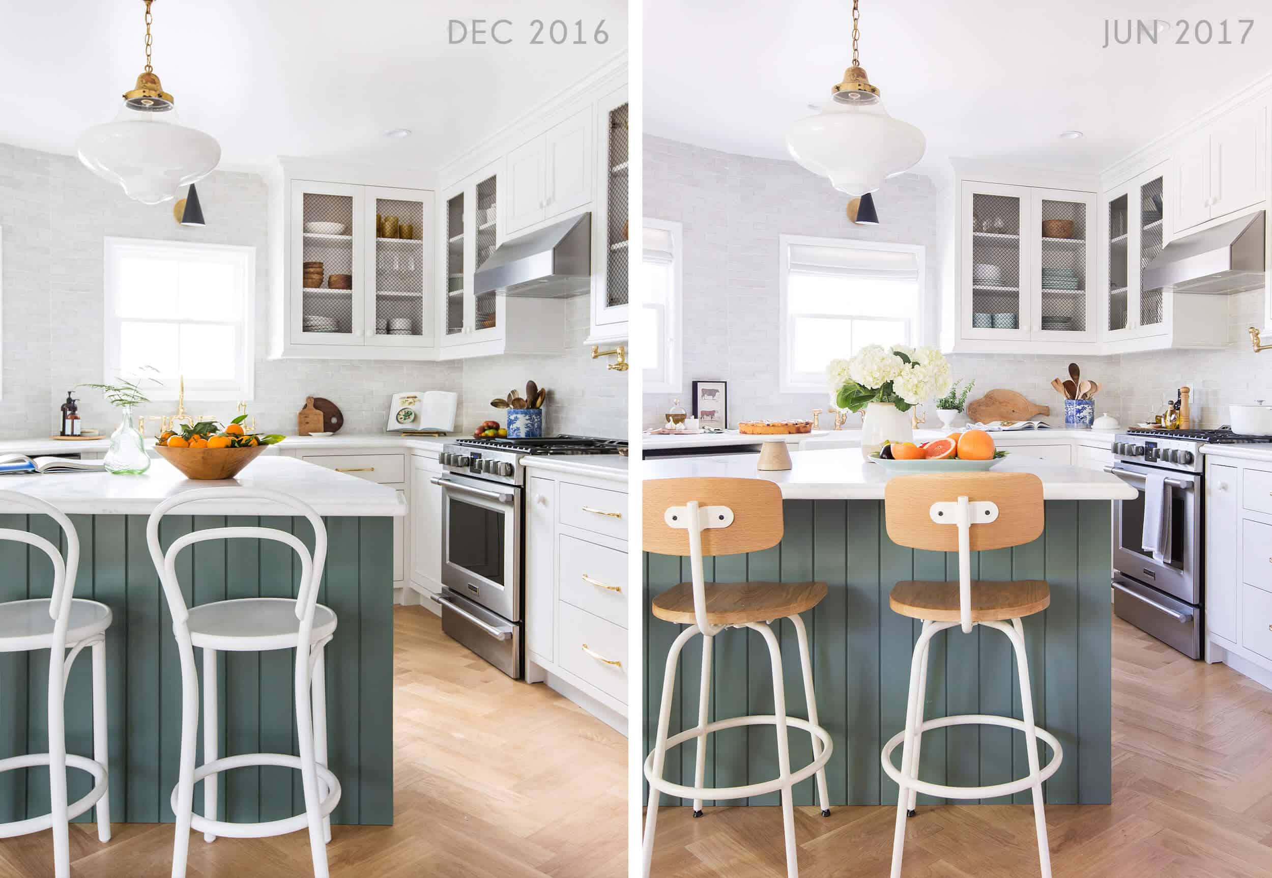 Emily Henderson Emilys House Modern English Tudor Kitchen Reveal Stool Side By Side 1 1