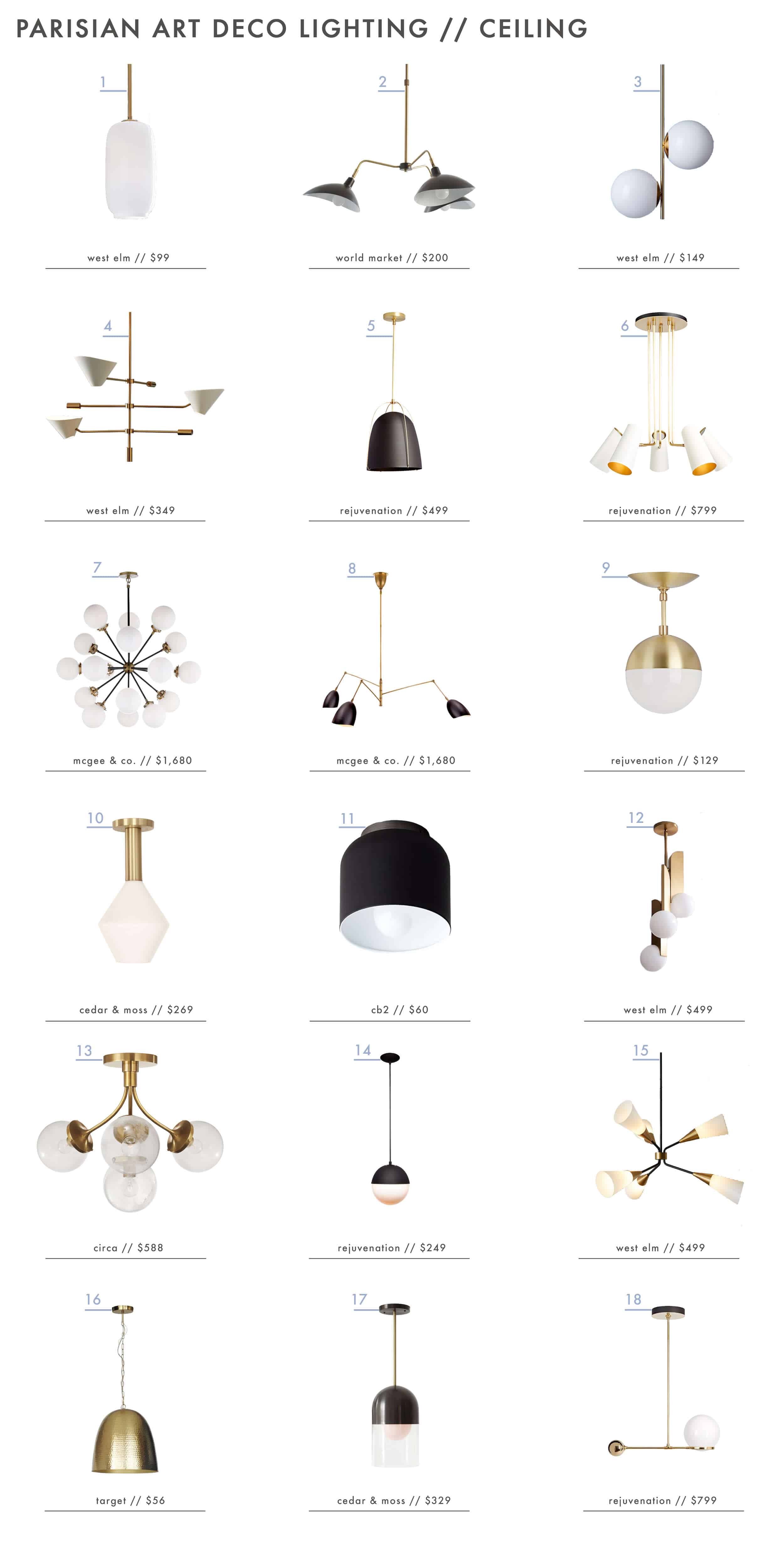 Emily Henderson Parisian Art Deco Lighting Ceiling Roundup