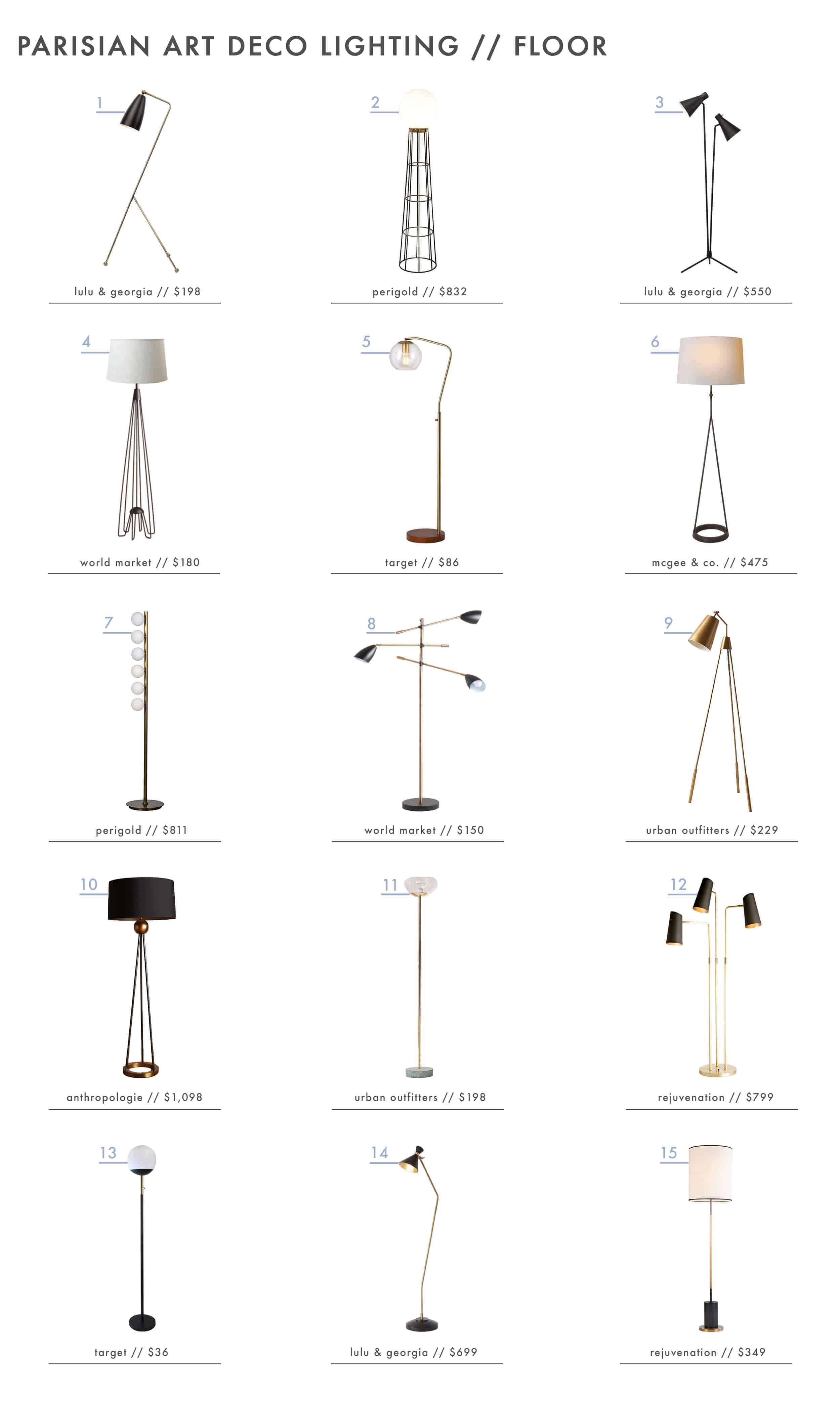 Emily Henderson Parisian Art Deco Lighting Floor Roundup