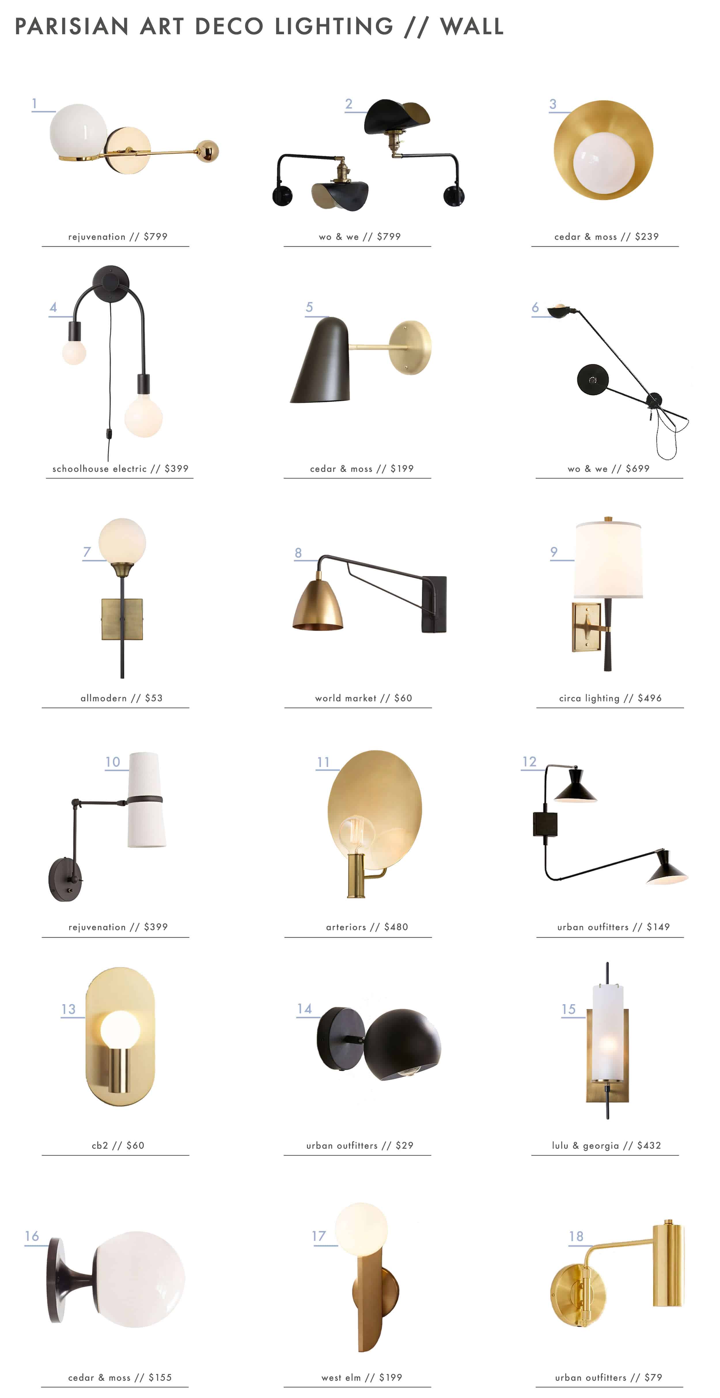 Emily Henderson Parisian Art Deco Lighting Wall Roundup1