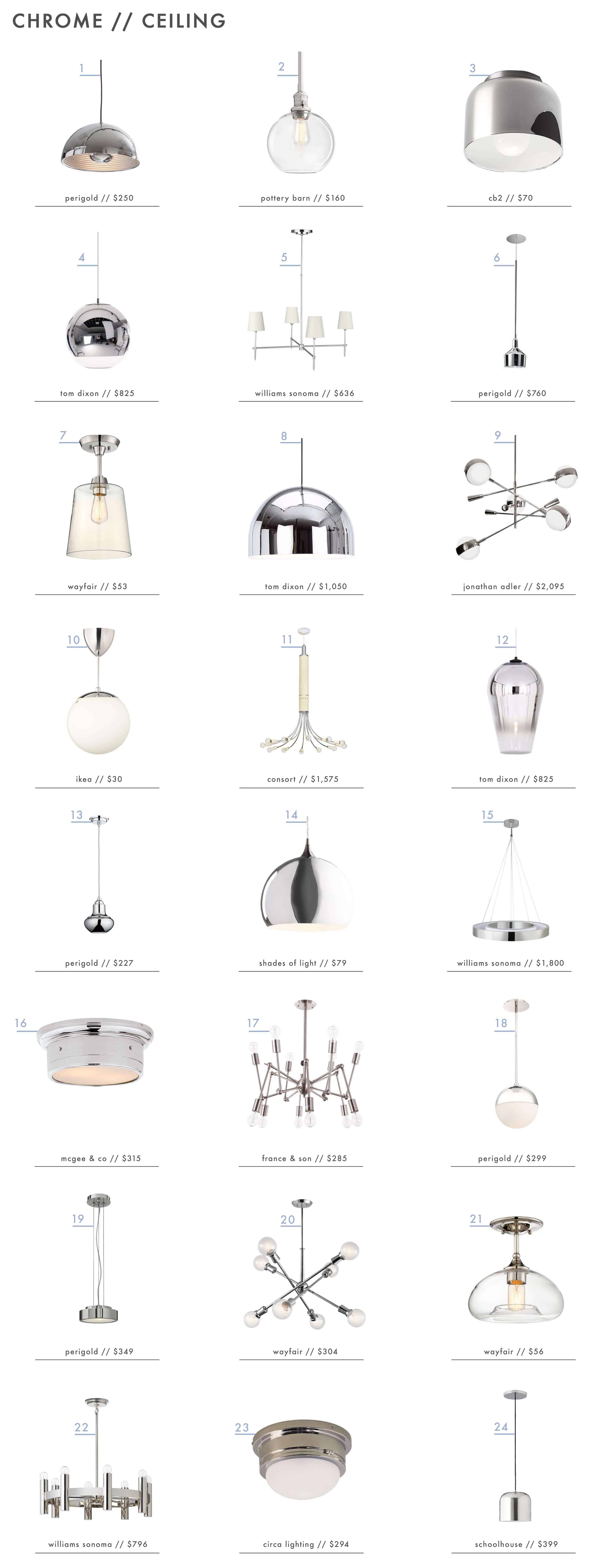 Emily Henderson Trends Chrome Lighting Roundup Ceiling1