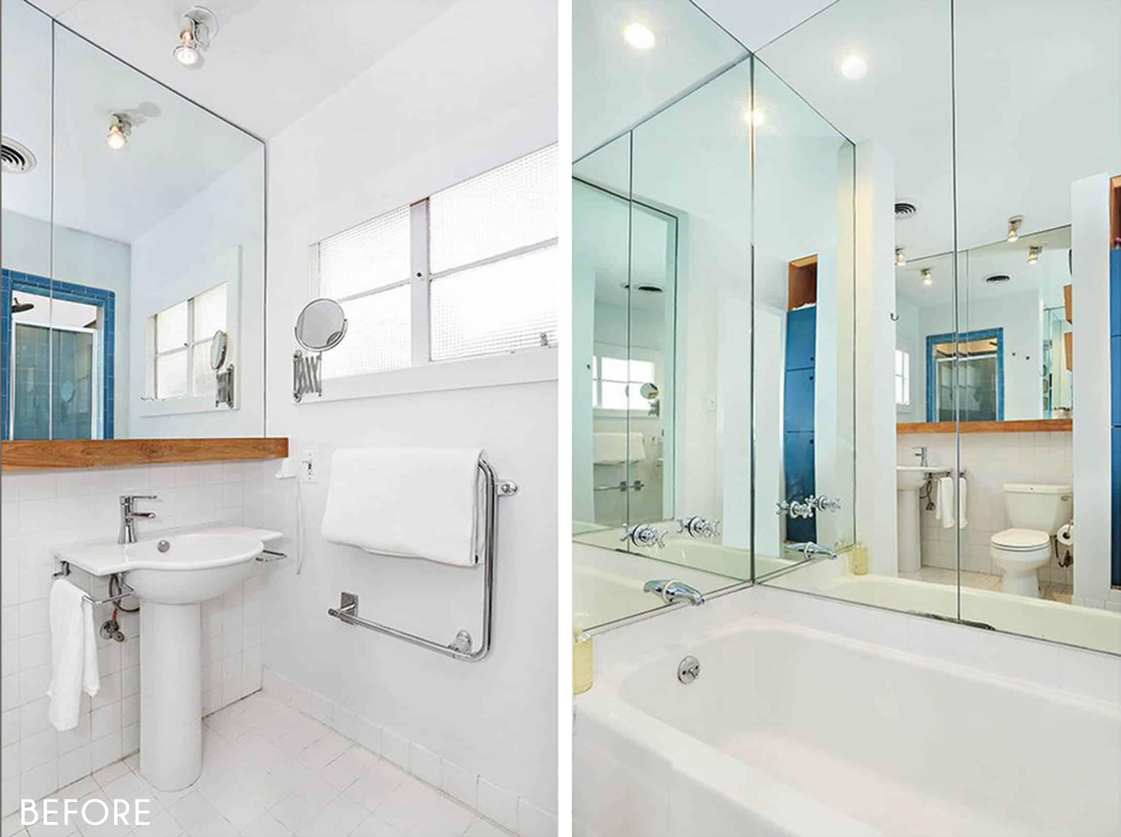 Emily Henderson Bathroom Renovation Scott Horne Parachute Linen White Traditional Bright Simple Clean 1