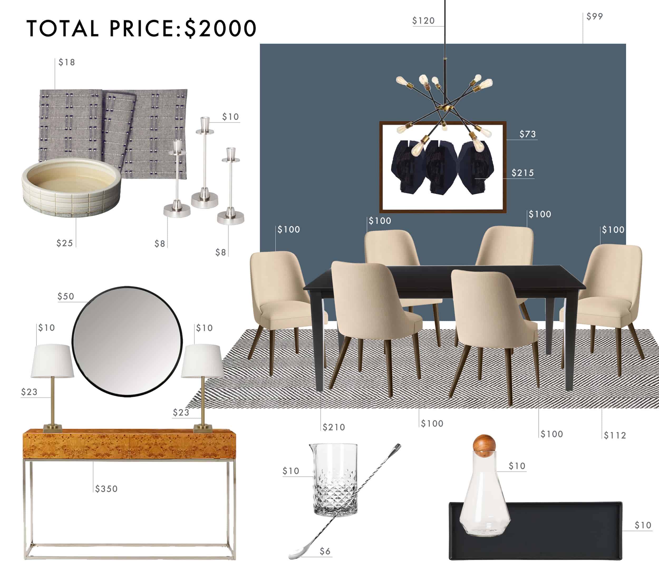 Emily Henderson Budget Room Design Modern Traditional Dining Room Under 2000