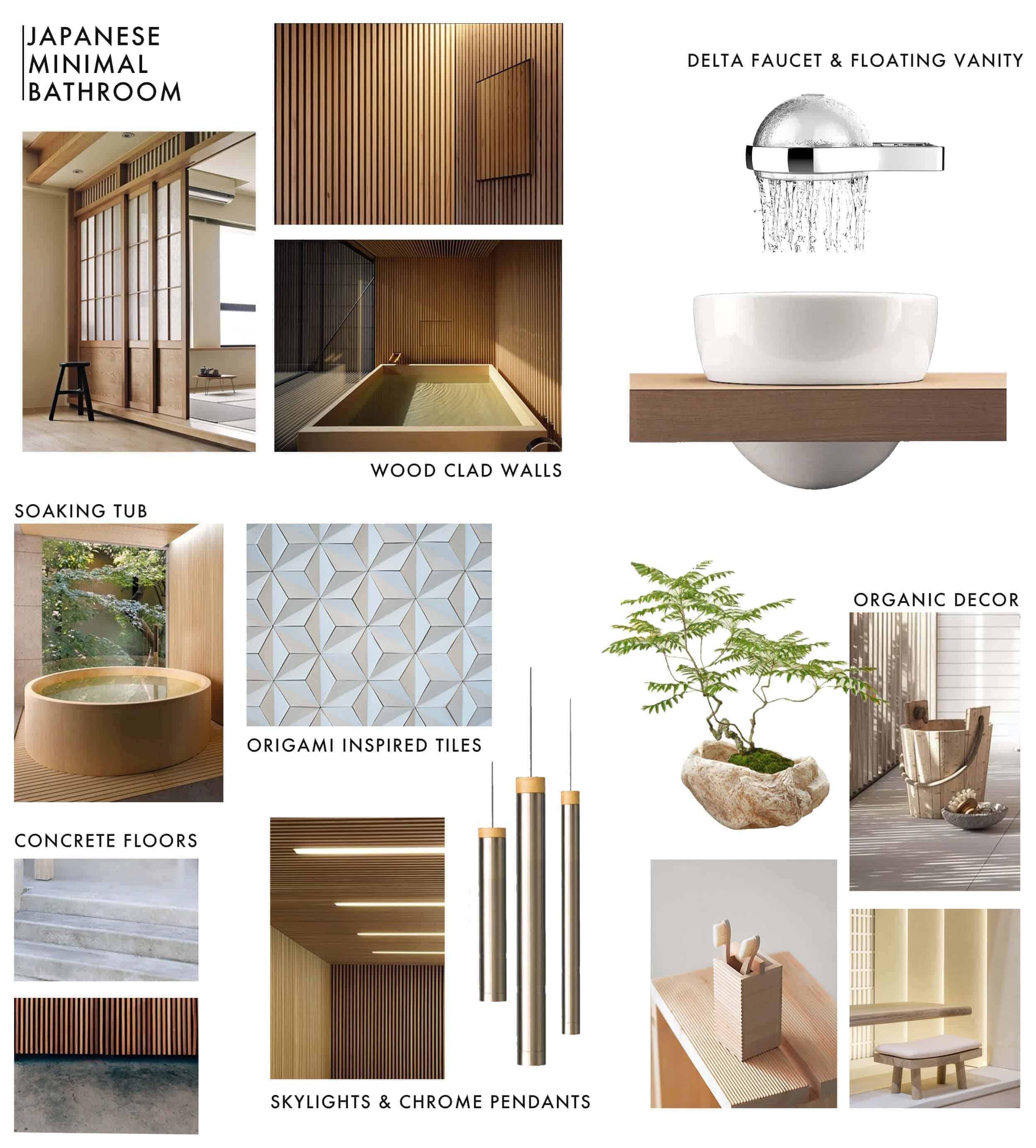 Japanese Minimal Bathrooom Delta Faucet Moodboard