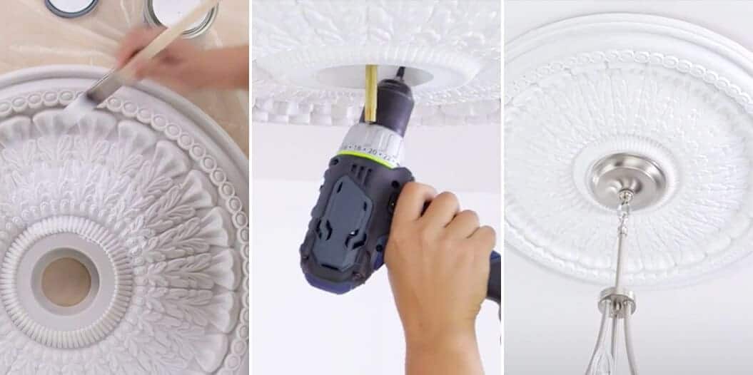 How To Add Character And Charm To Boring Architecture And Houses Half Ceiling Paneling Ceiling Light Medallion Diy