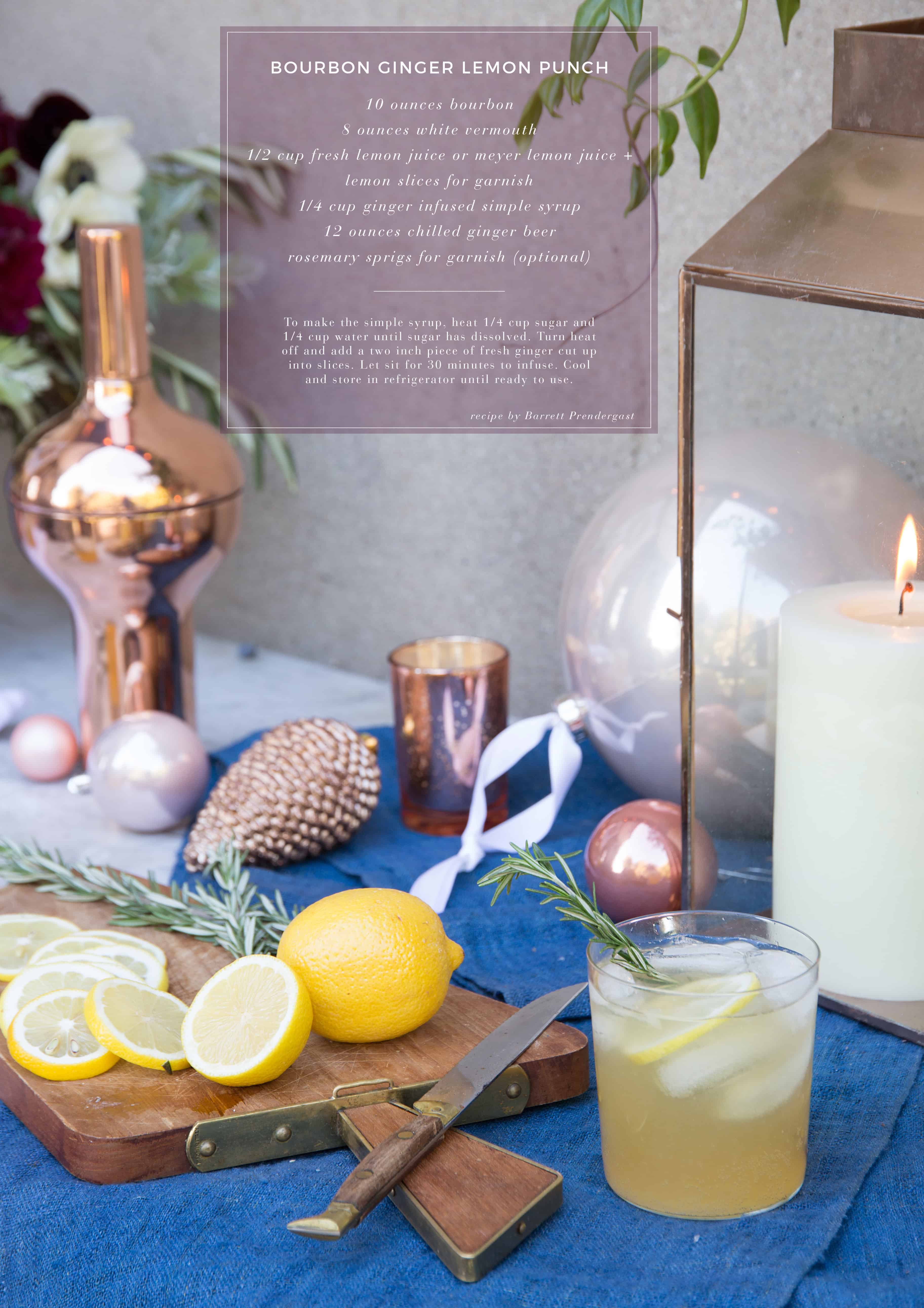 Emily Henderson Waverly Modern English Tudor Holiday Gathering Party Patio Recipe Bourbon Ginger Lemon Punch Recipe Card With Photo Name
