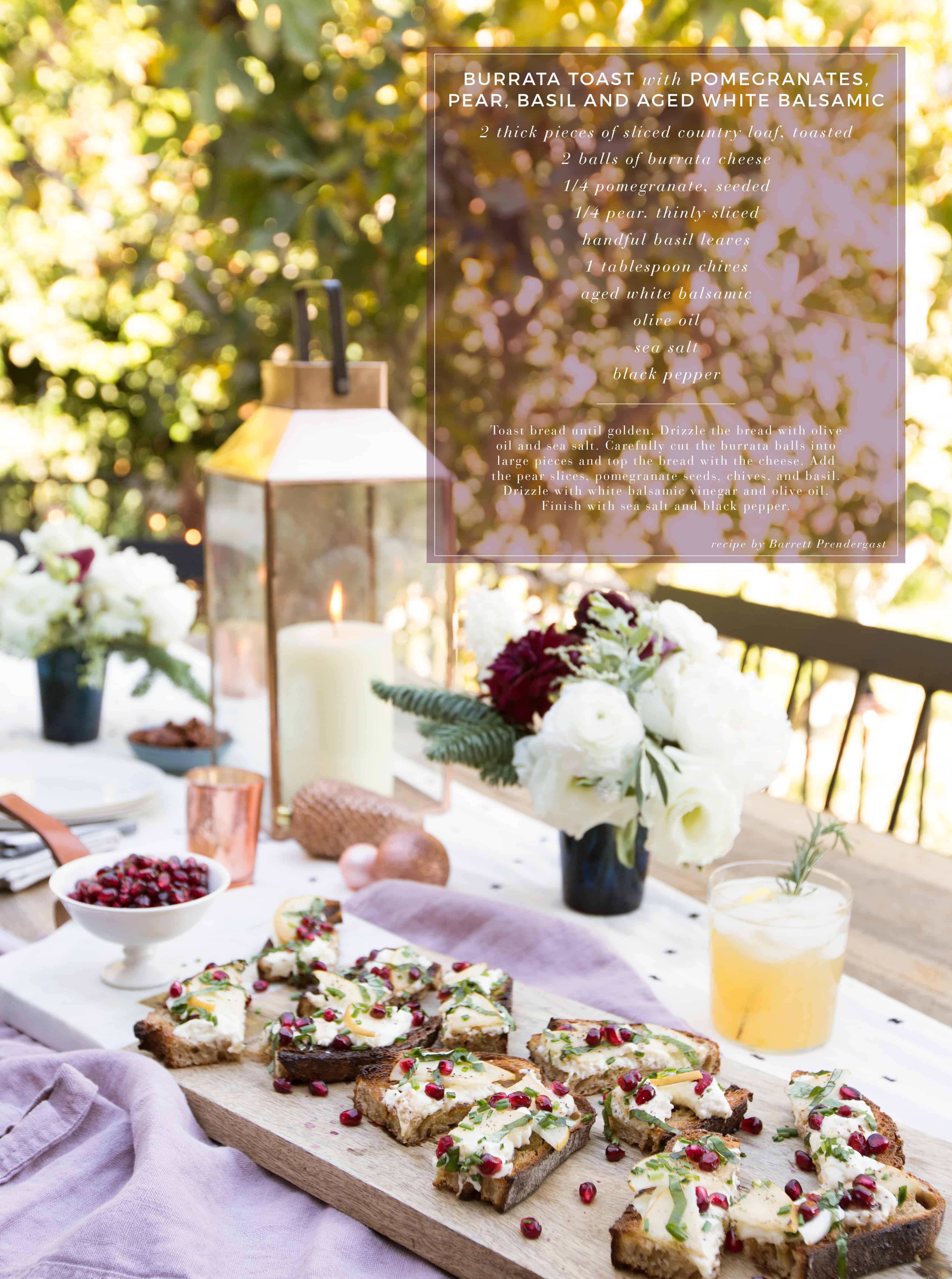 Emily Henderson Waverly Modern English Tudor Holiday Gathering Party Patio Recipe Burrata Toast Recipe Card With Photo Name