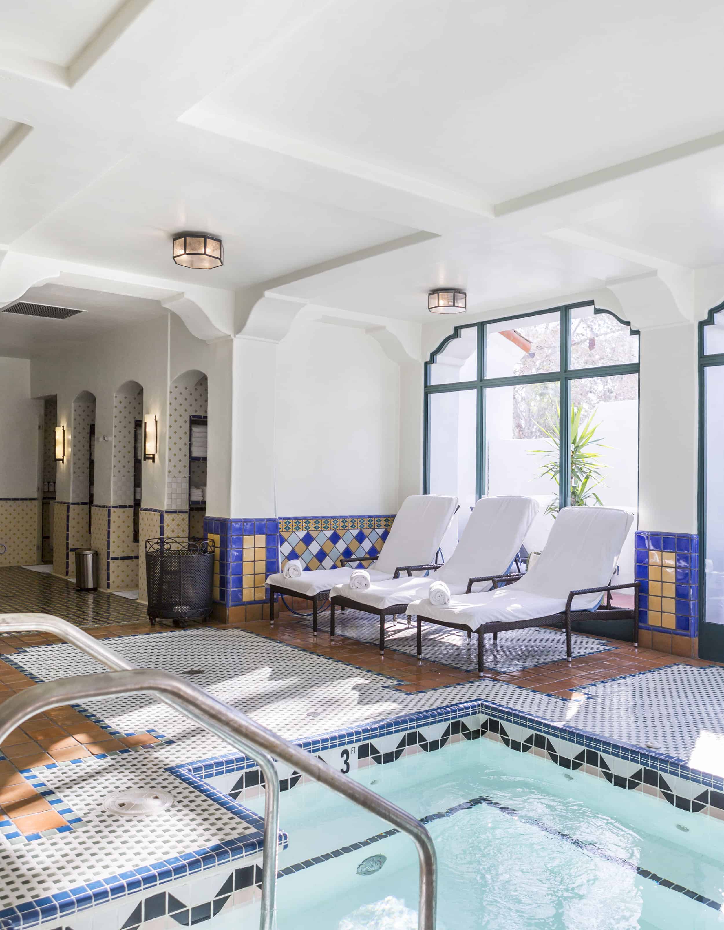 Indoor Hot Tub Sun Room Spanish Tile