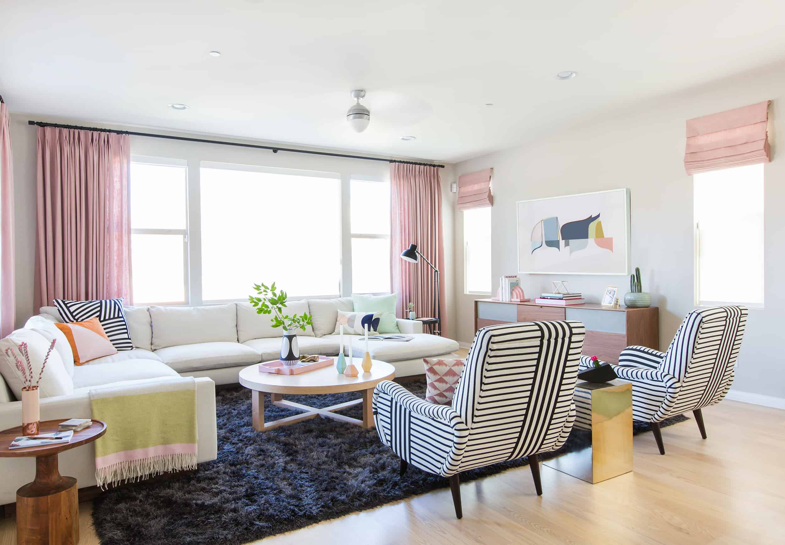 Emily Henderson Design Milk Modern Pink Black And White Jaimie Derringer Living Room Reveal 1 With Frame.jpg