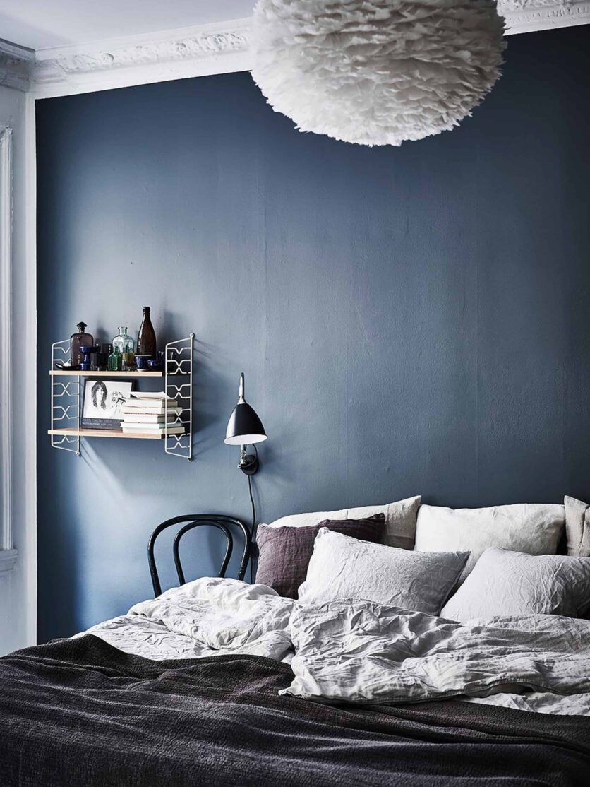 Emily Henderson Bedroom Living Room Colored Toned Walls Blue Green Grey4