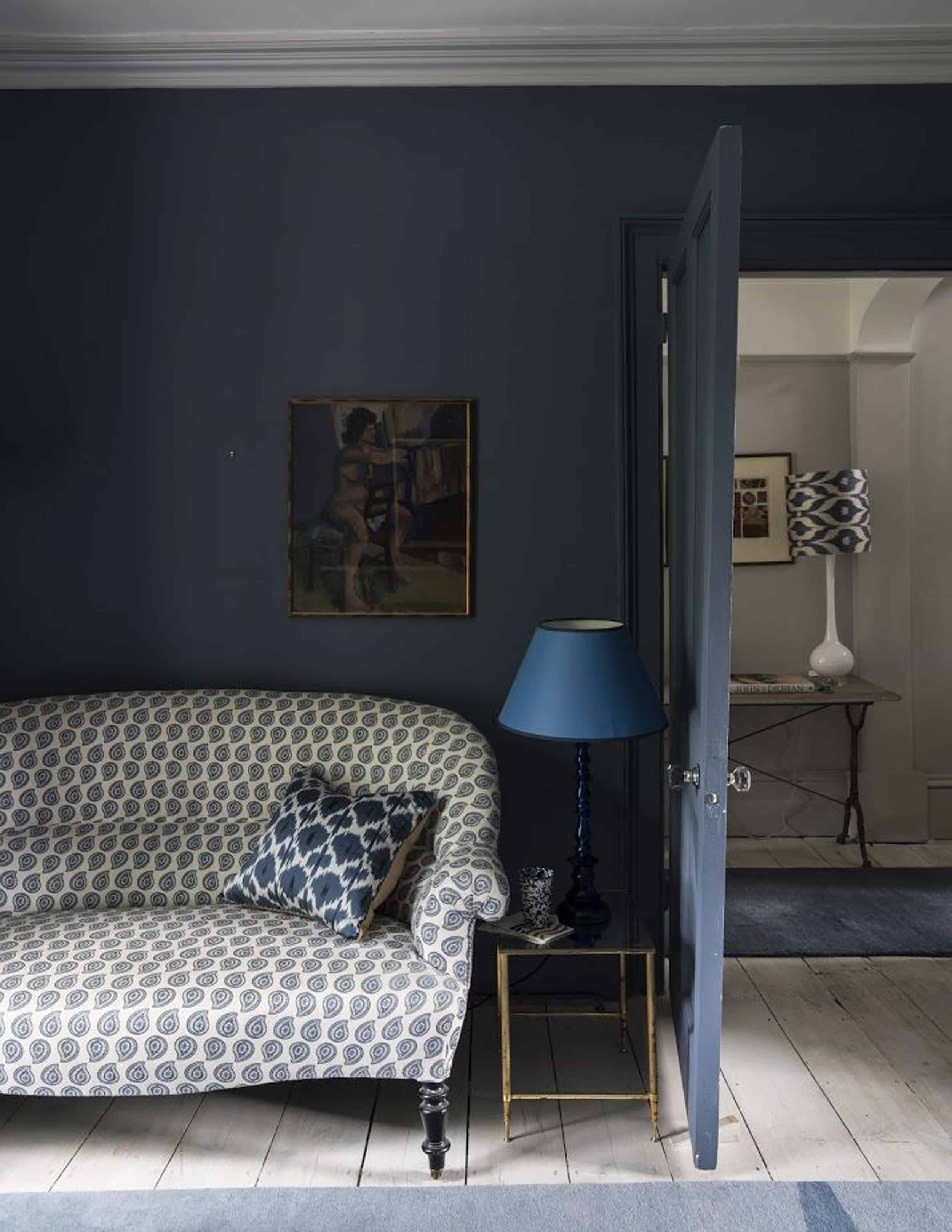 Emily Henderson Bedroom Living Room Colored Toned Walls Blue Green Grey Blue2