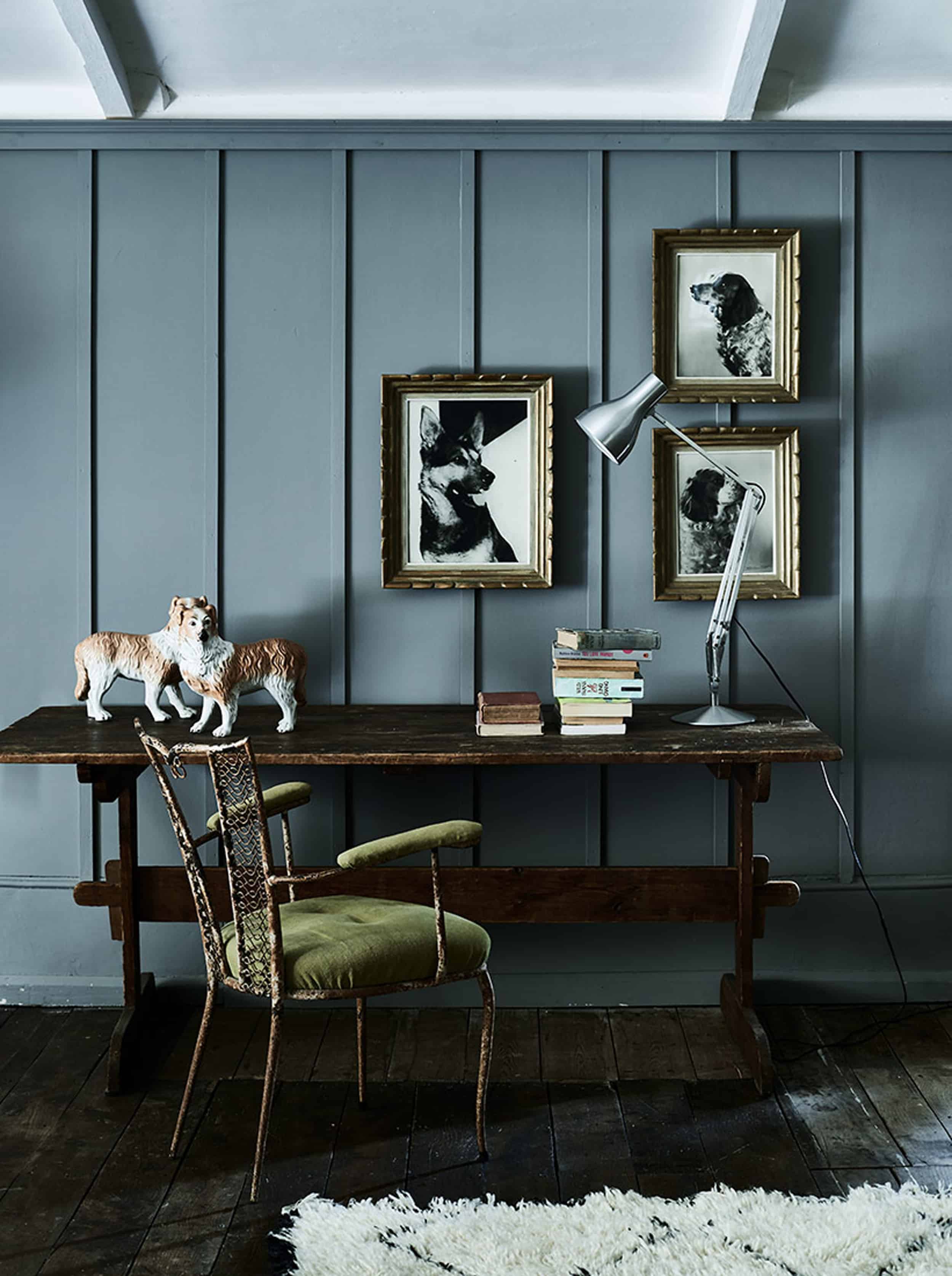 Emily Henderson Bedroom Living Room Colored Toned Walls Blue Green Grey Blue3
