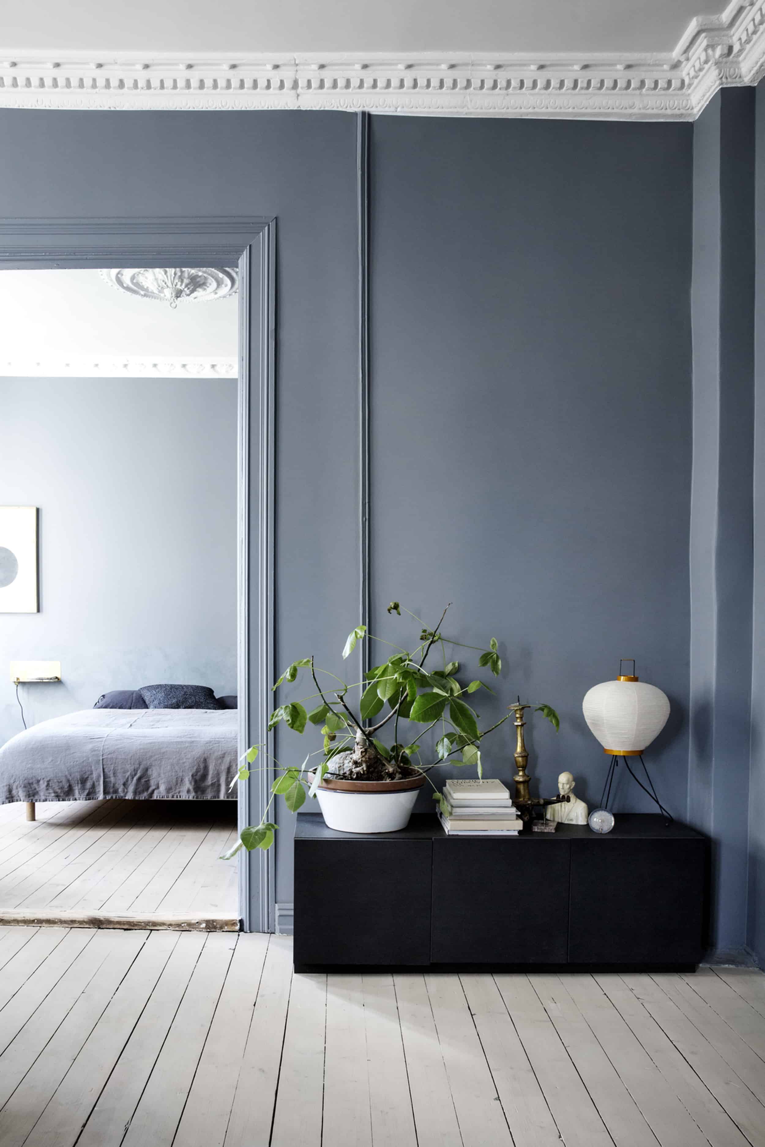 Emily Henderson Bedroom Living Room Colored Toned Walls Blue Green Grey Blue6