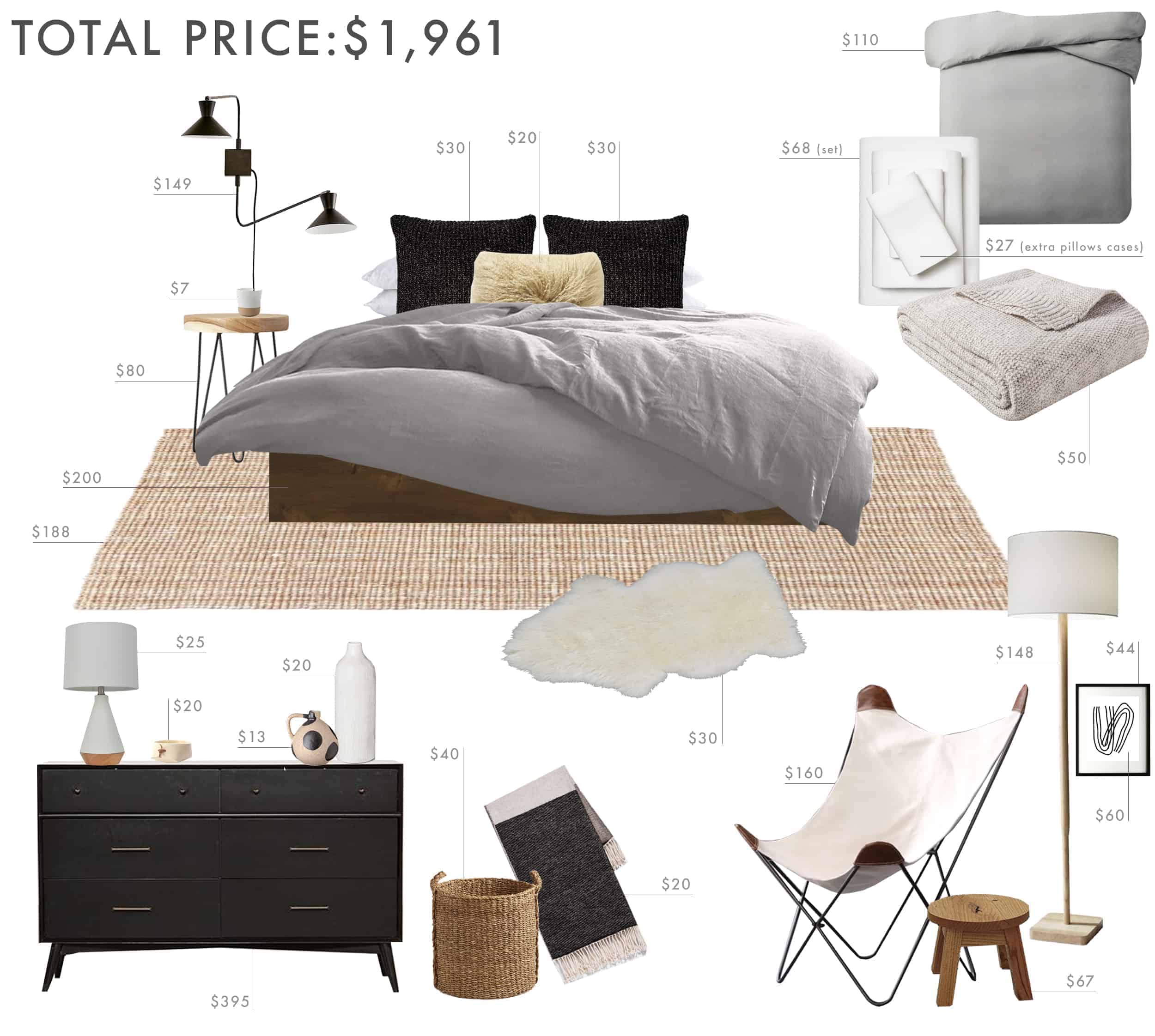 Emily Henderson Budget Room Bedroom Rustic Scandinavian Under 2k 1