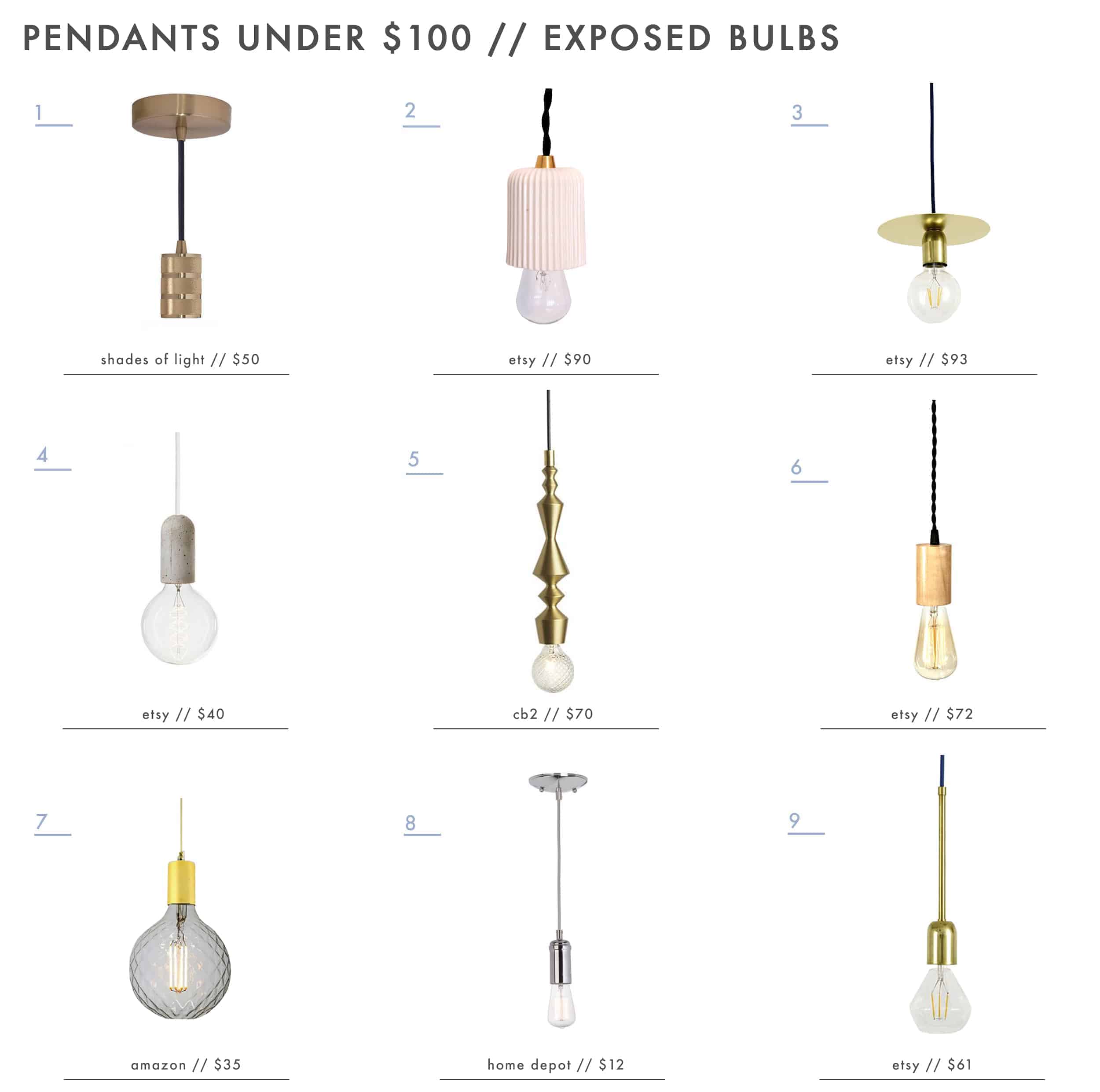 Emily Henderson Lighting Pendants Under 100 Exposed Blubs