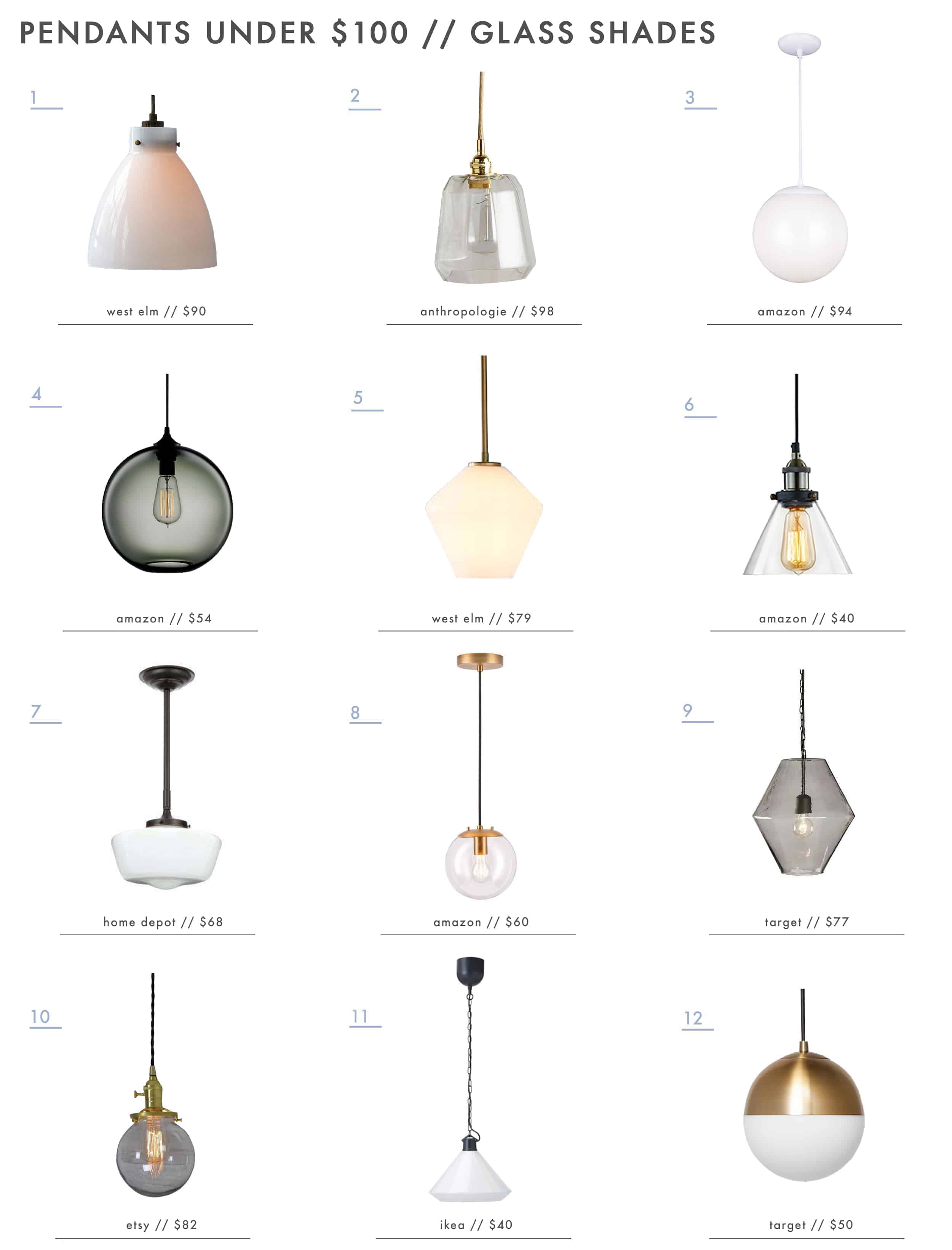 Emily Henderson Lighting Pendants Under 100 Glass Shades