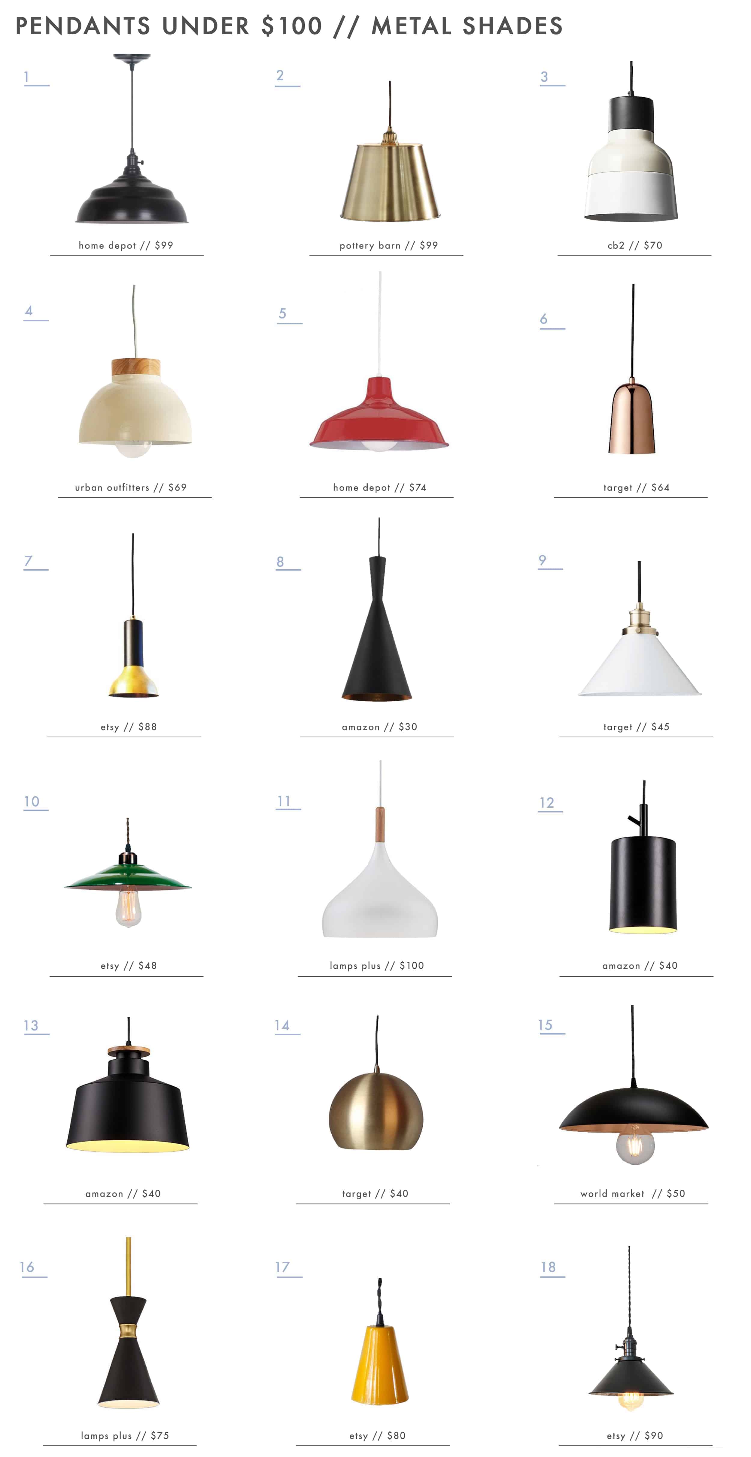 Emily Henderson Lighting Pendants Under 100 Metal Shades