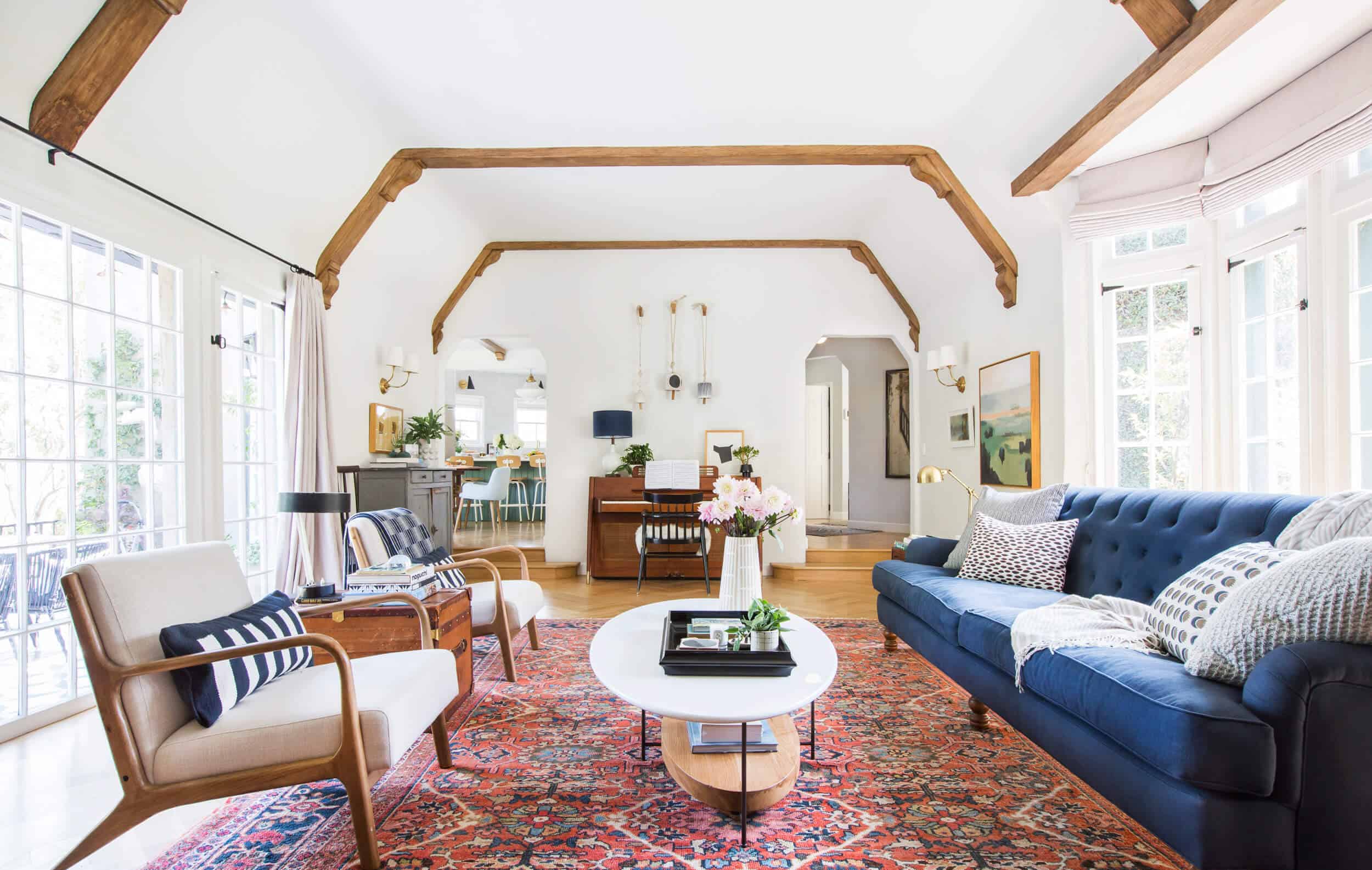 Emily Henderson Modern English Cottage Tudor Living Room Reveal13 1