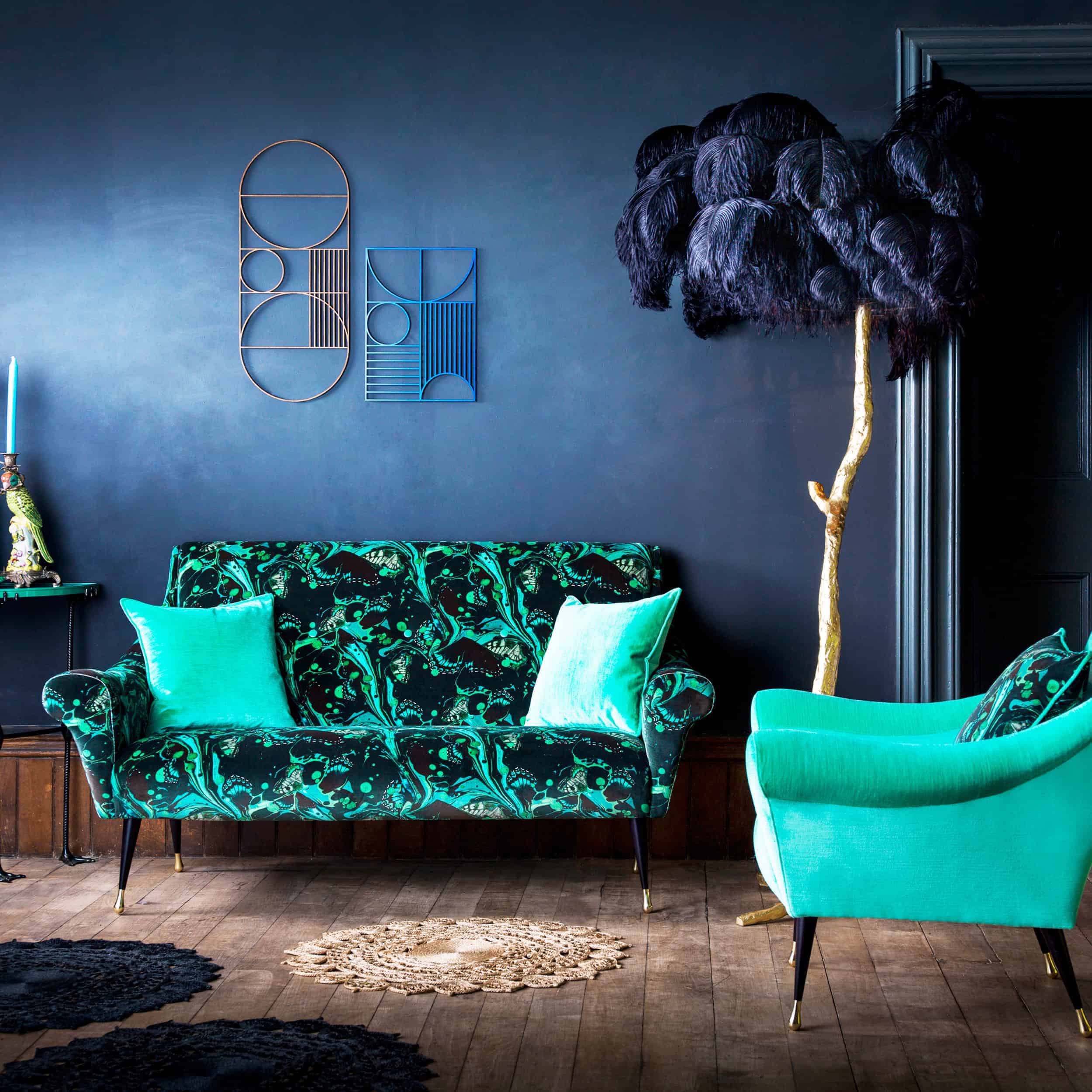 Emily Henderson Modern Victorian Trend Eclectic Boho Moody Velvet Tufted Fringe Detailed Dramatic Living Room Bedroom 12