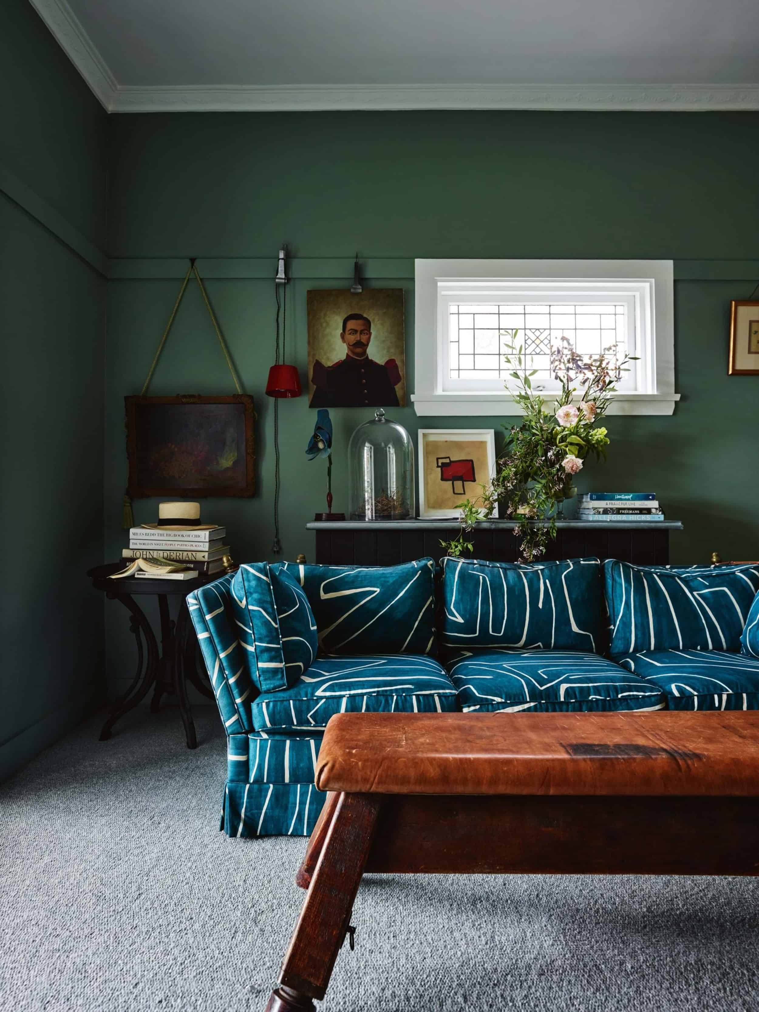 Emily Henderson Modern Victorian Trend Eclectic Boho Moody Velvet Tufted Fringe Detailed Dramatic Living Room Bedroom 9