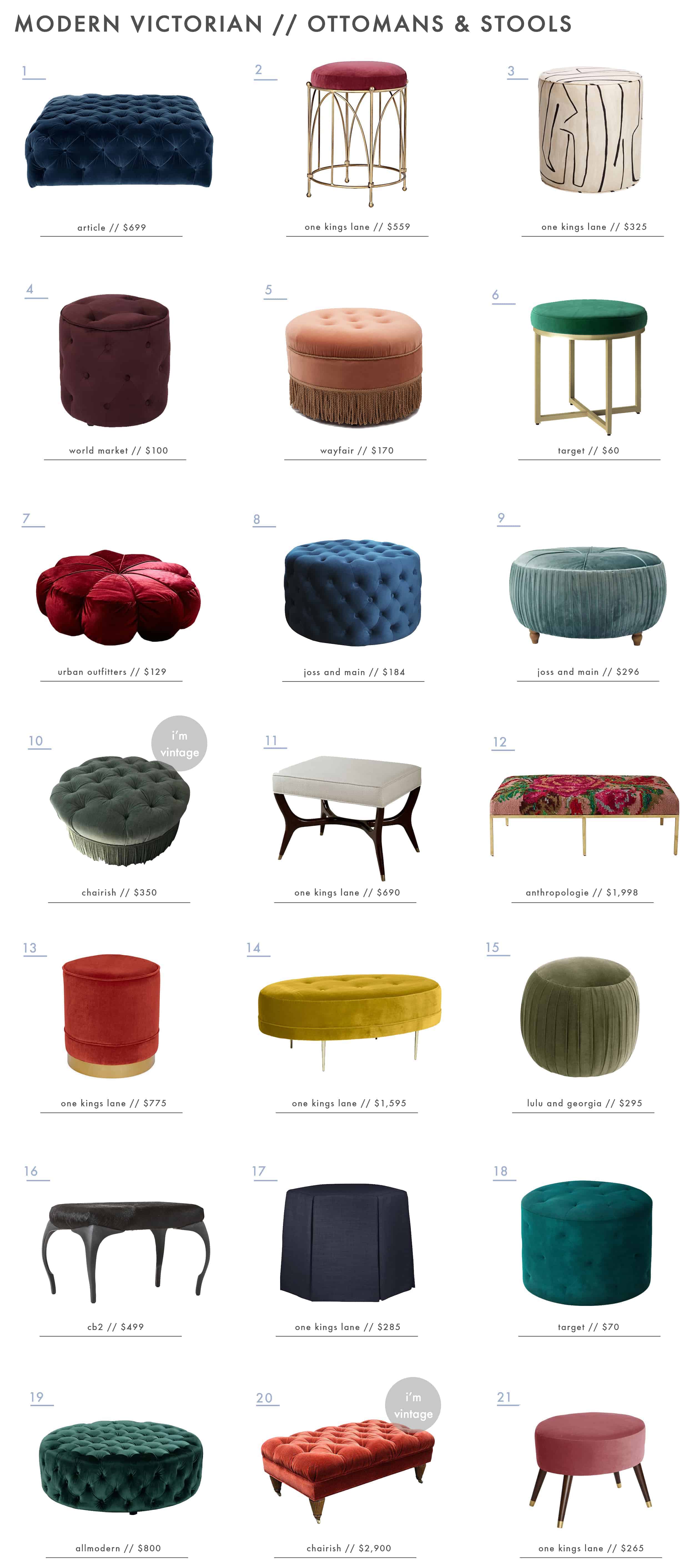 Emily Henderson Modern Victorian Trend Furniture Ottomans Roundup