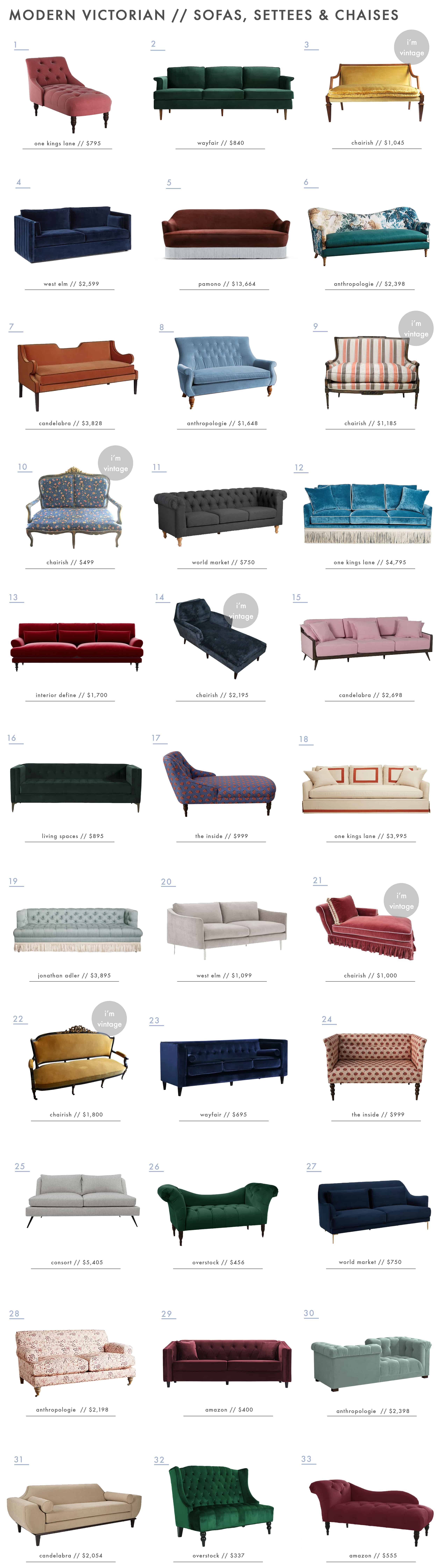 Emily Henderson Modern Victorian Trend Furniture Sofas Chaise Settee Roundup