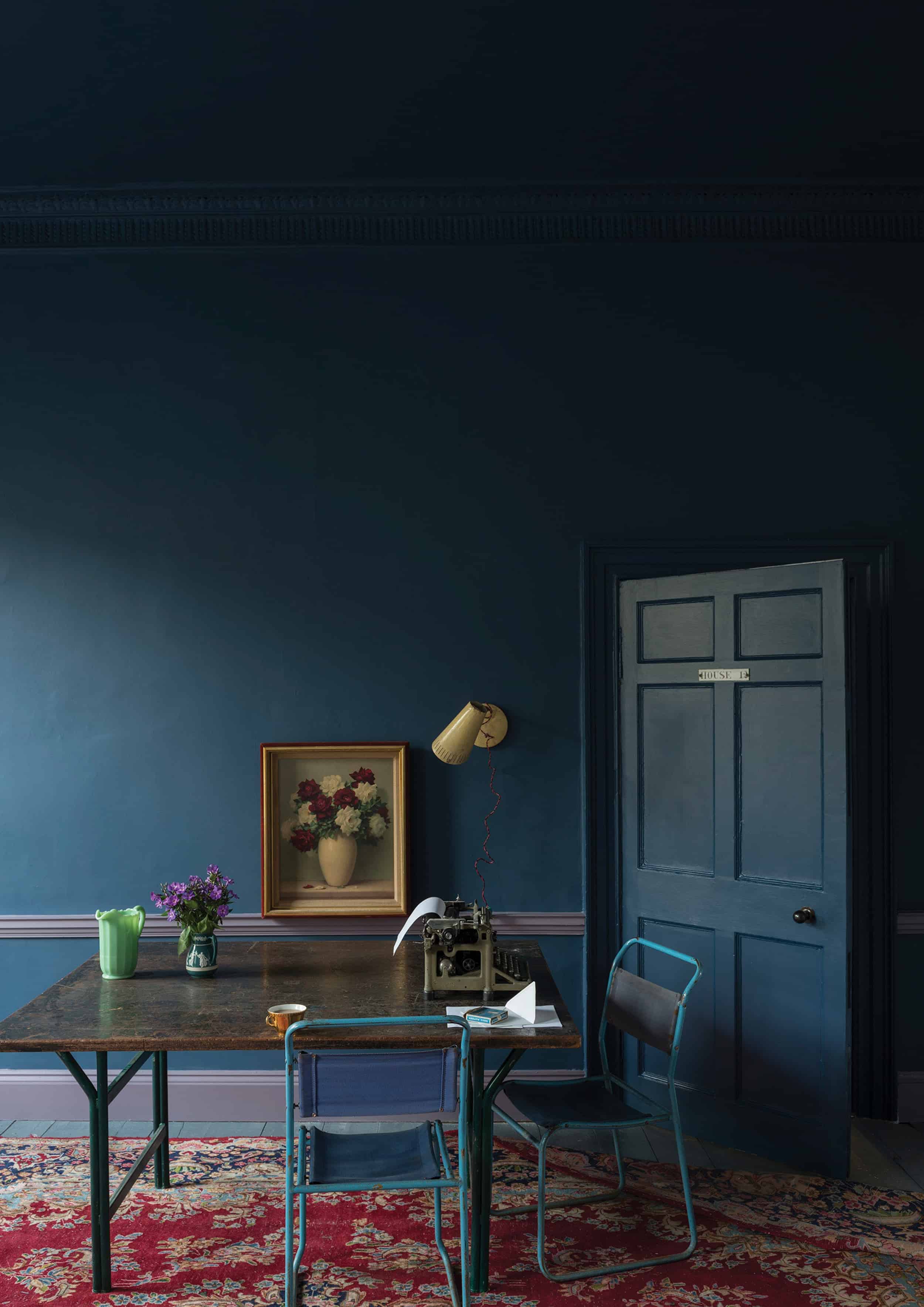 Modern Victorian blue room floral art