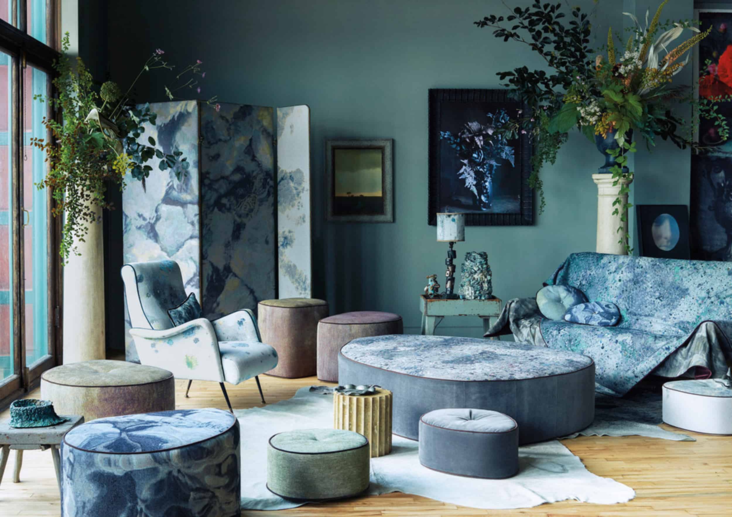 Modern Victorian Blue room floral furniture floral print
