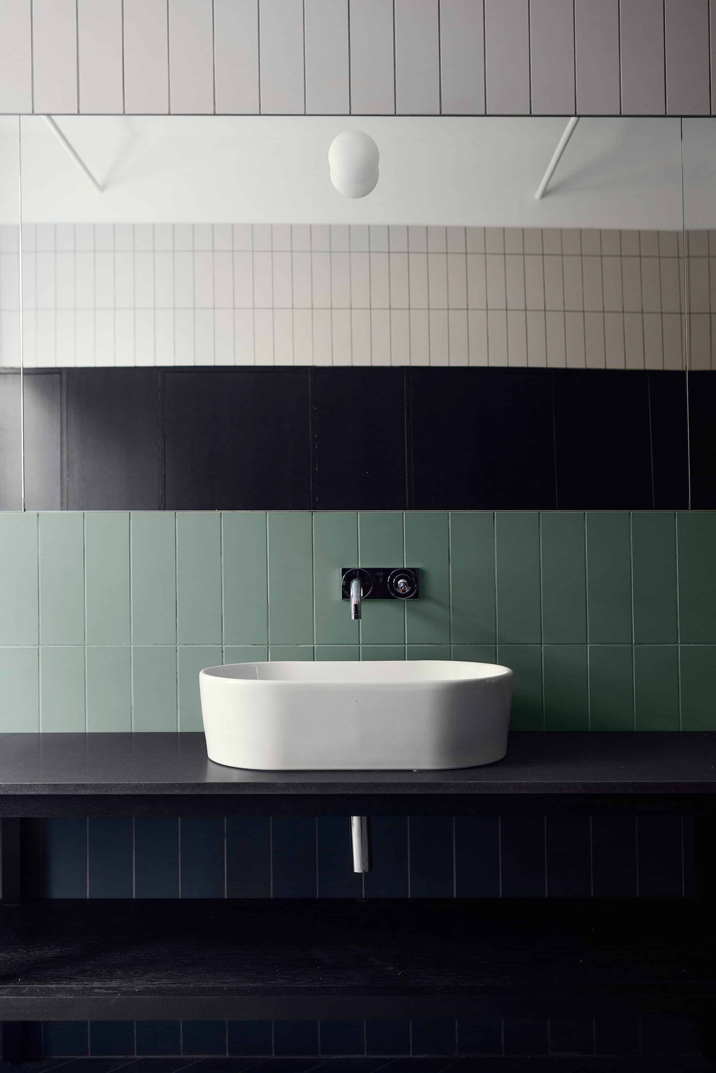 green tile bathroom modern