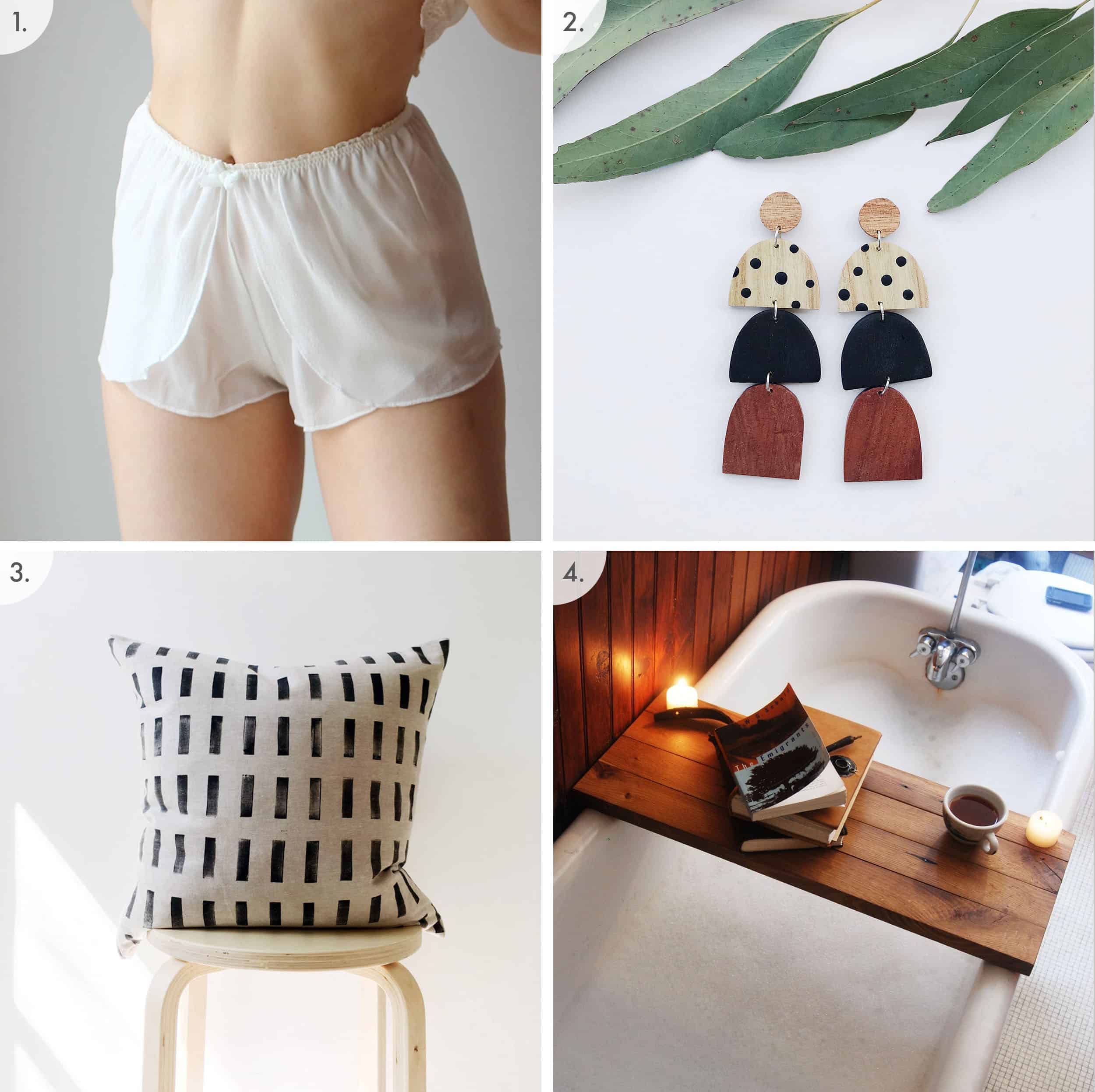 Sheer Briefs Wood Earrings Pattern Pillow Bath Board