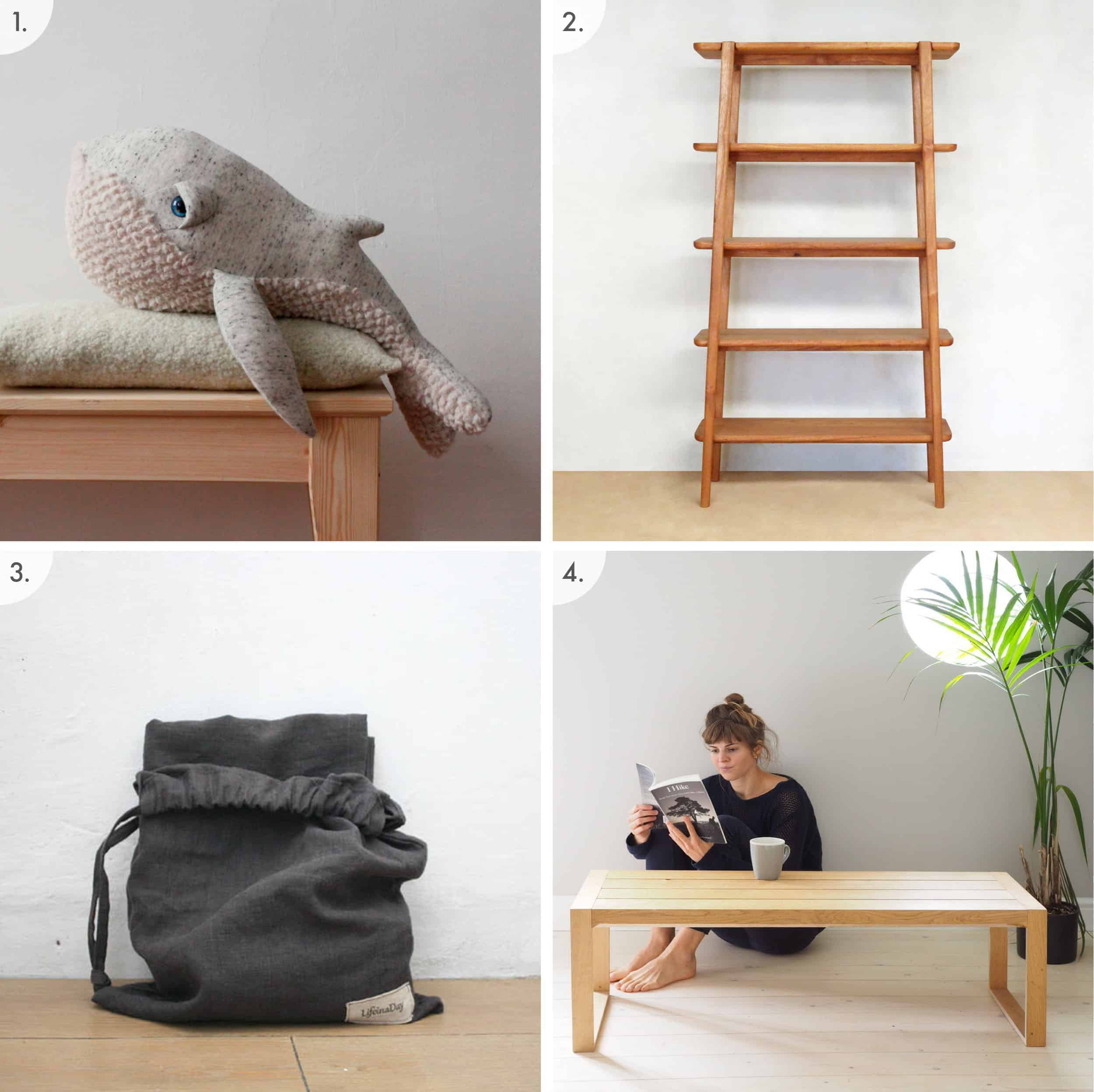 Whale Doll Midcentury Shelves Linen Picnic Blanket Minimal Modern Coffee Table
