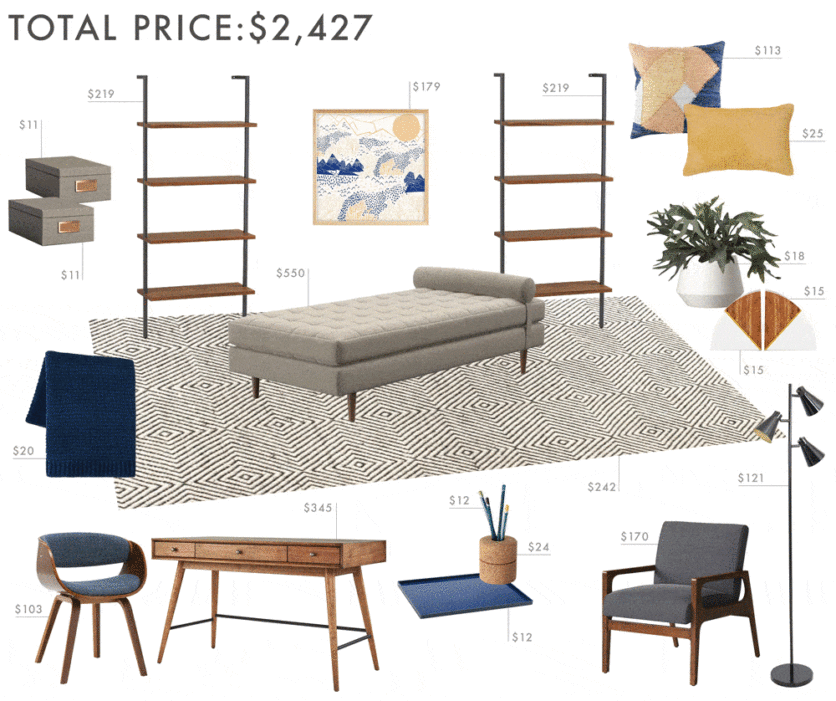 Emily Henderson Budget Room Library Den Gif