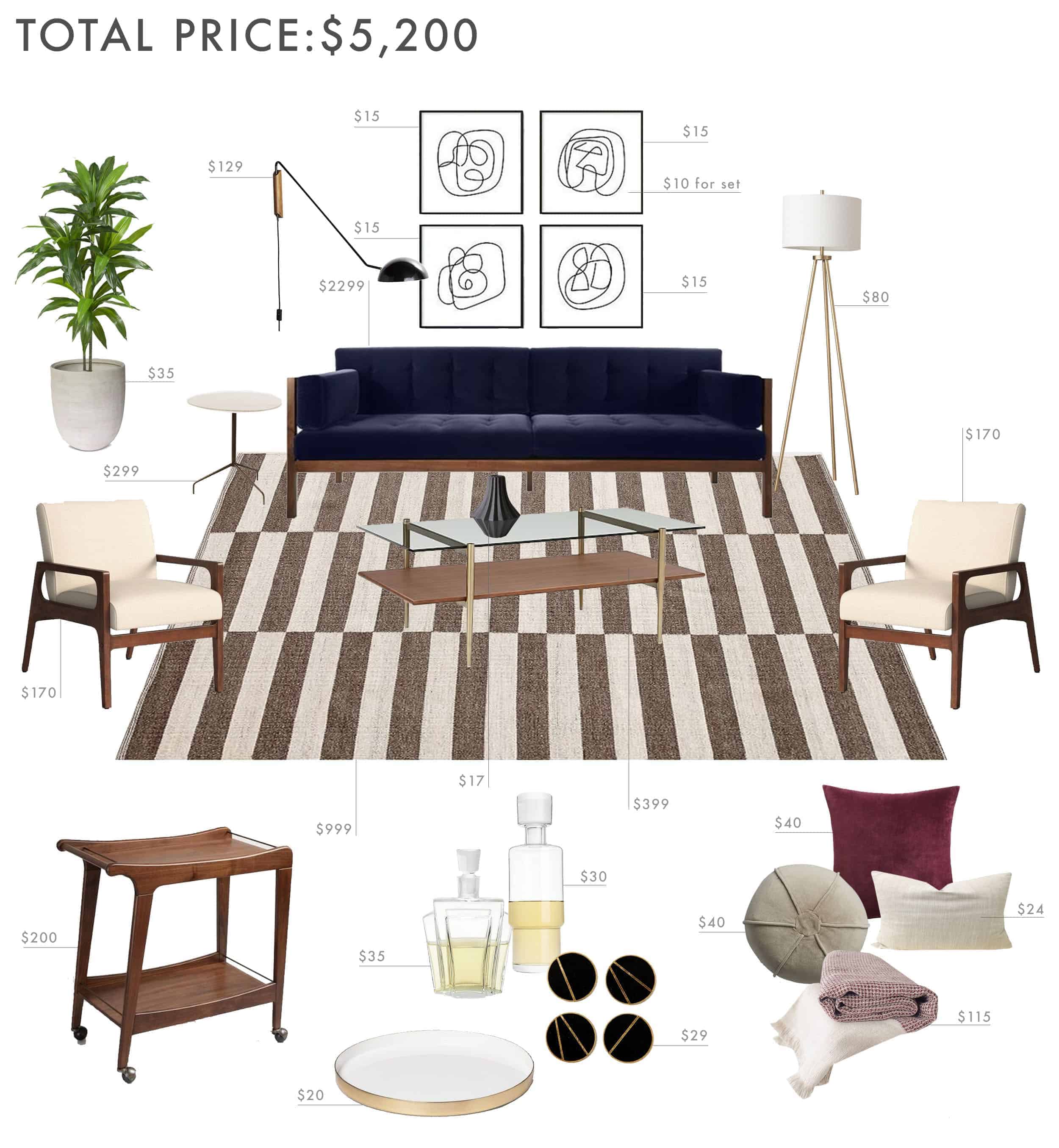 Emily Henderson Budget Room Living Room Mid Century 5000 New Lamp