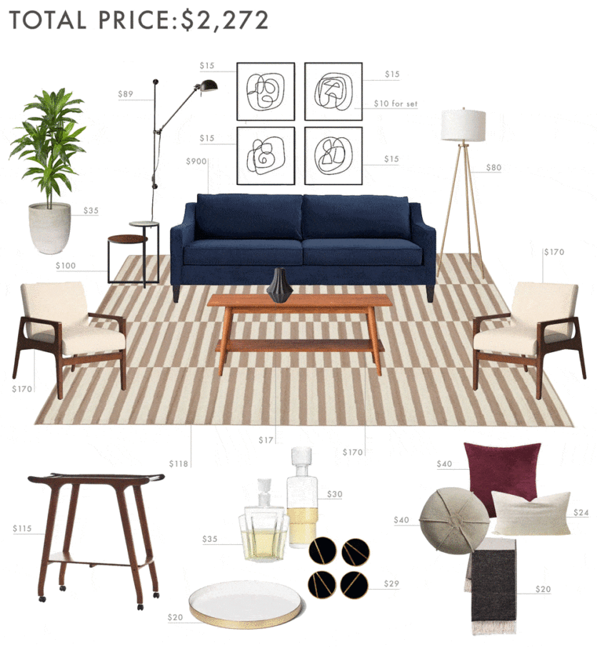 Emily Henderson Budget Room Living Room Mid Century Gif New Lamp