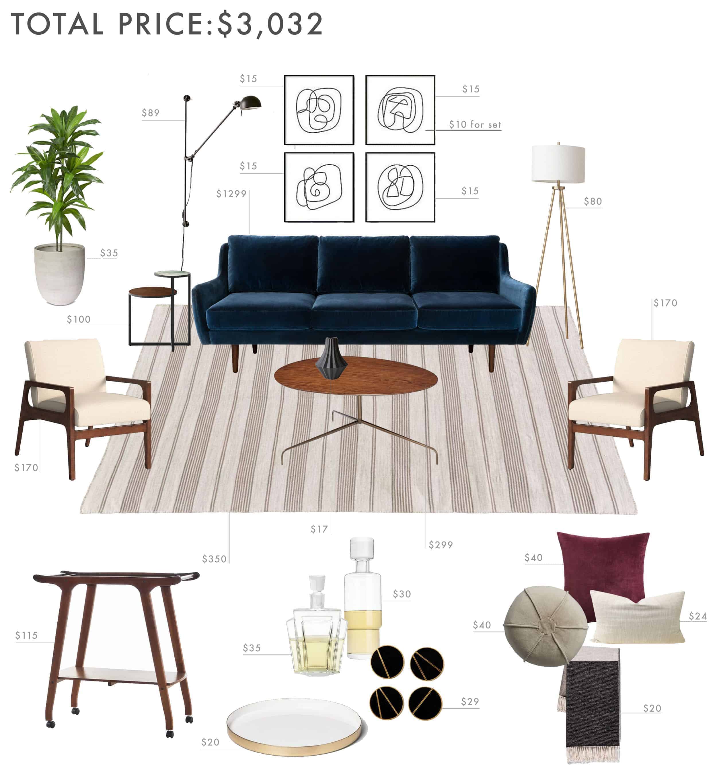Emily Henderson Budget Room Living Room Mid Century Under 3k New Lamp