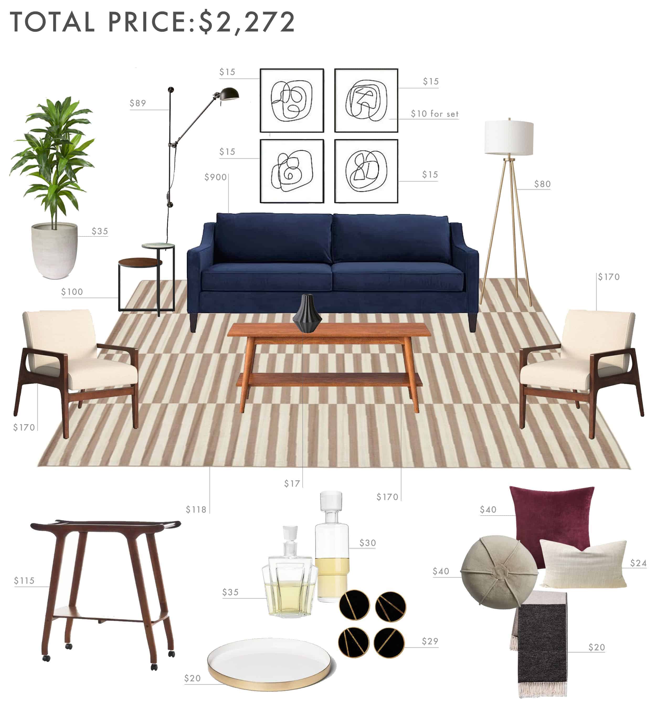 Emily Henderson Budget Room Living Room Mid Century Under 2500 New Lamp