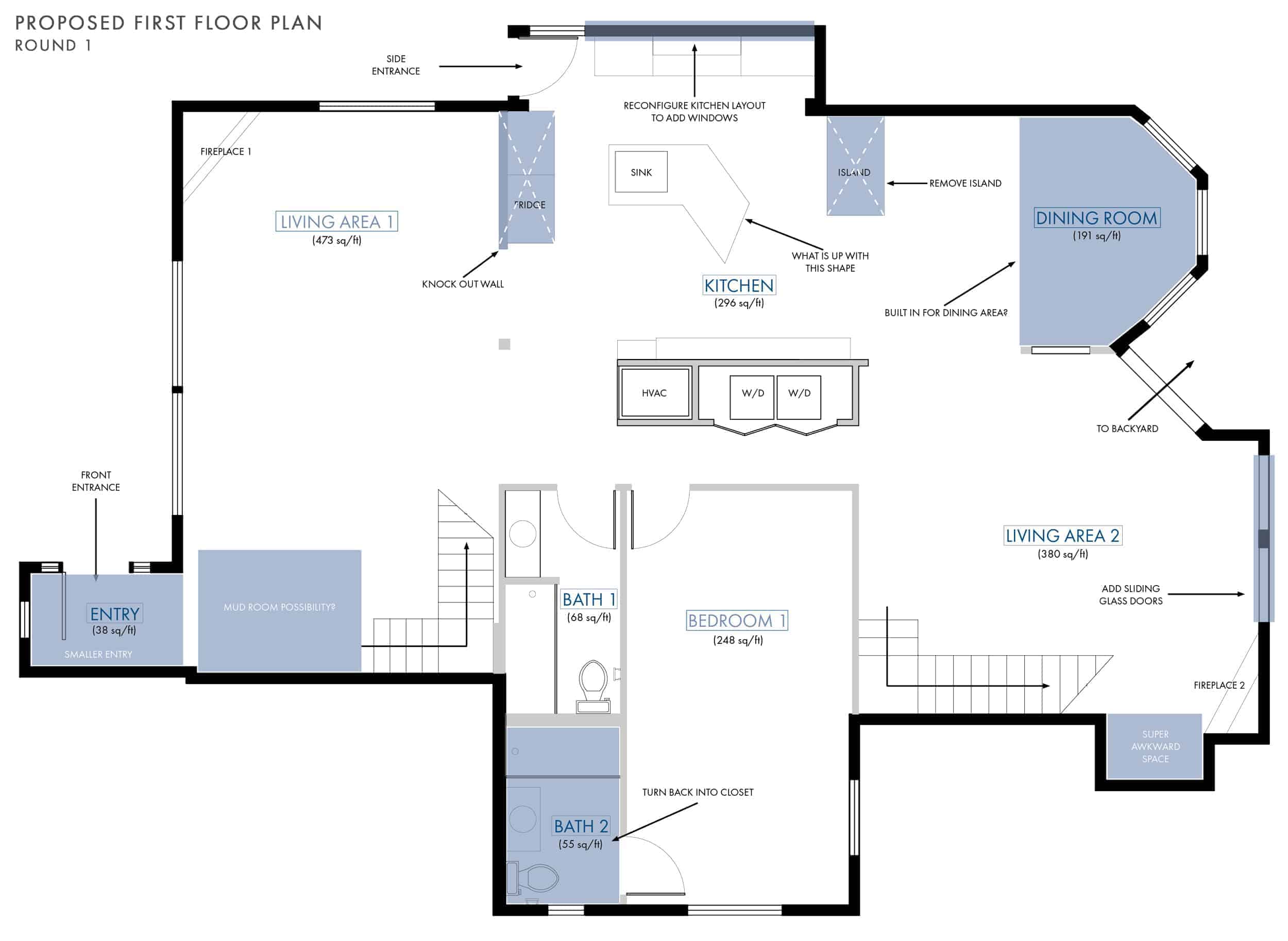 Emily Henderson Lake House Floor Plan First Floor Entire Floor Annotated Changes 01