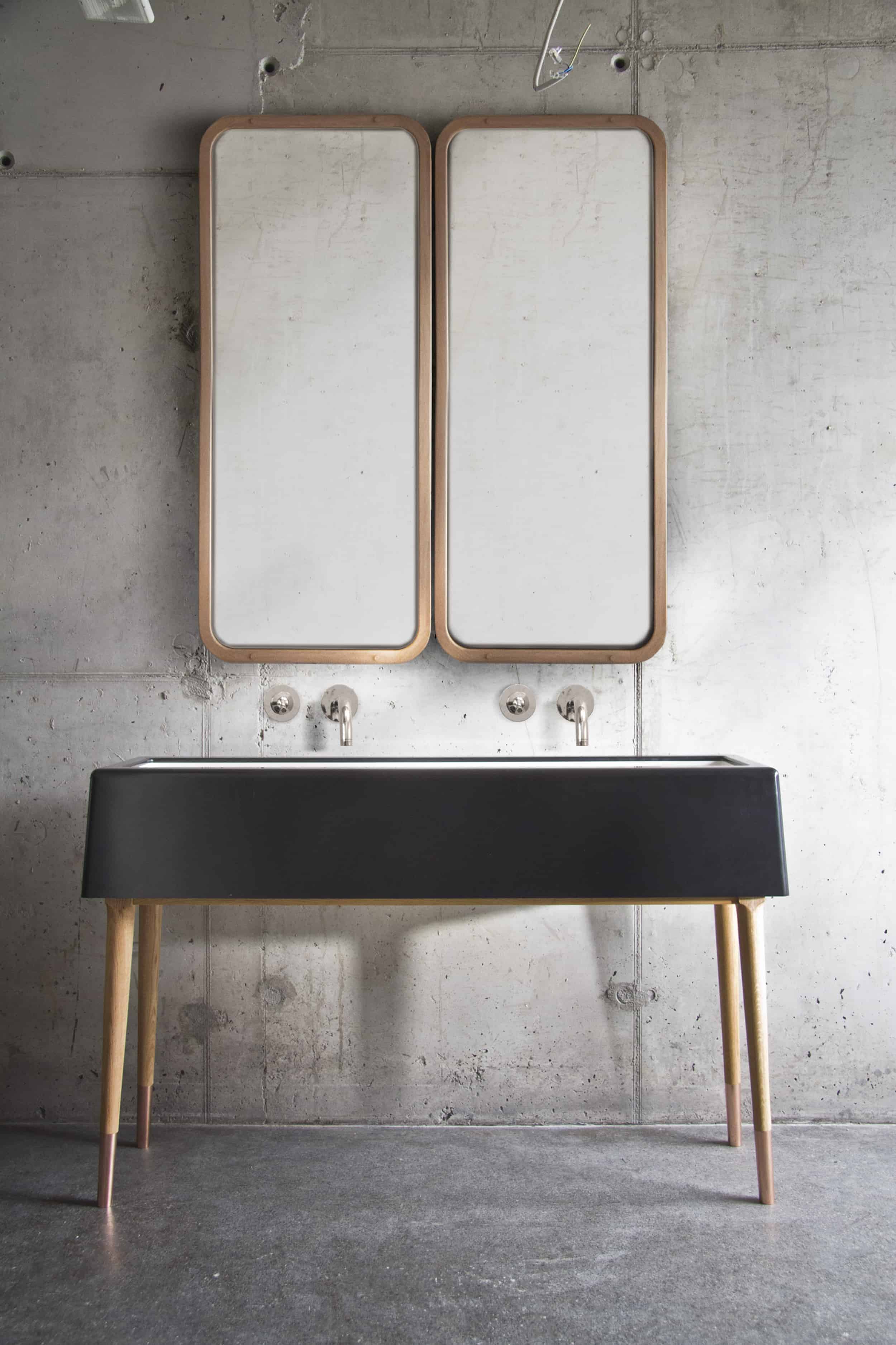 modern bathroom double mirrors under mount sink