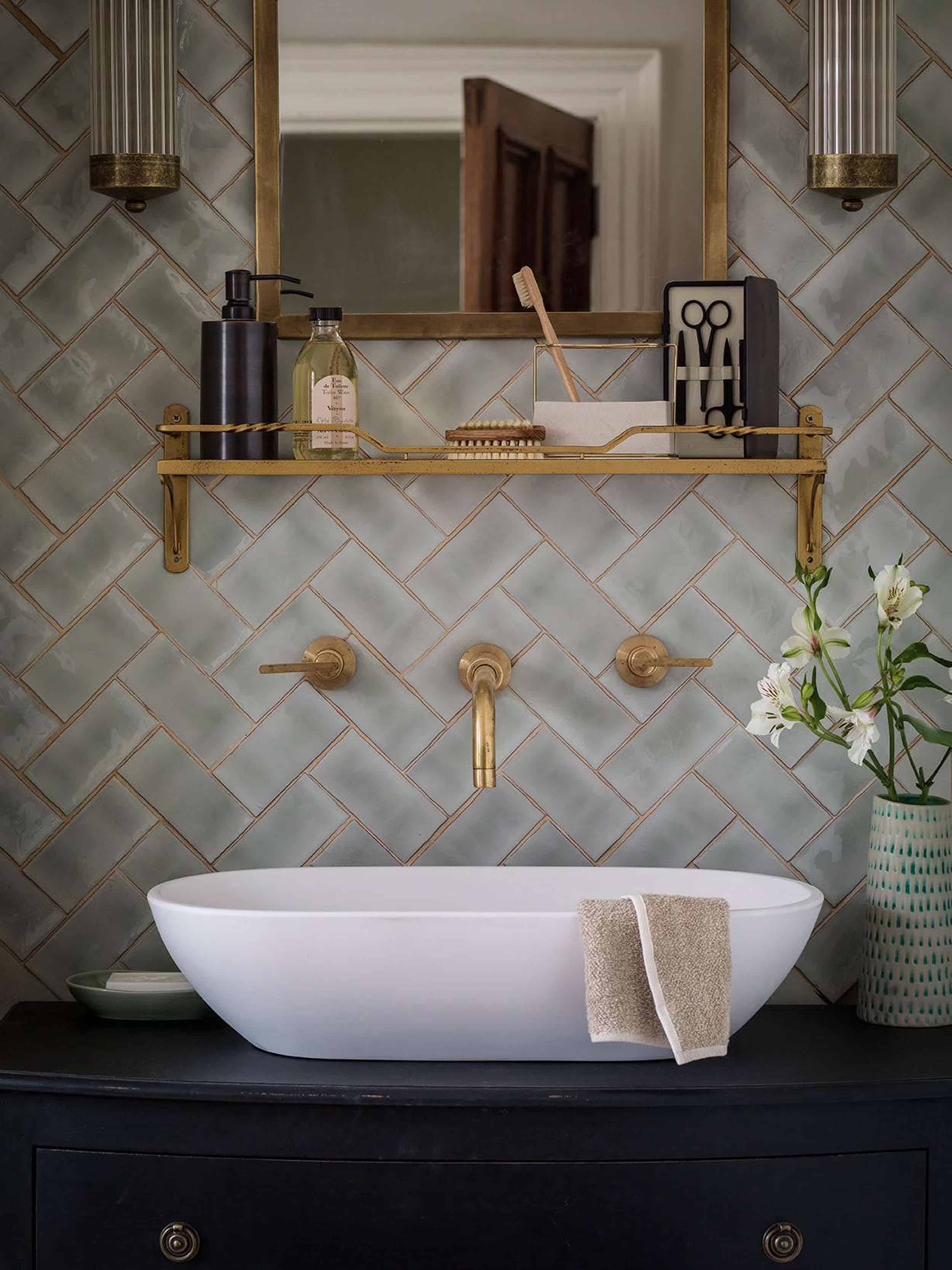 Vessel Sink Brass wall mount faucet vintage