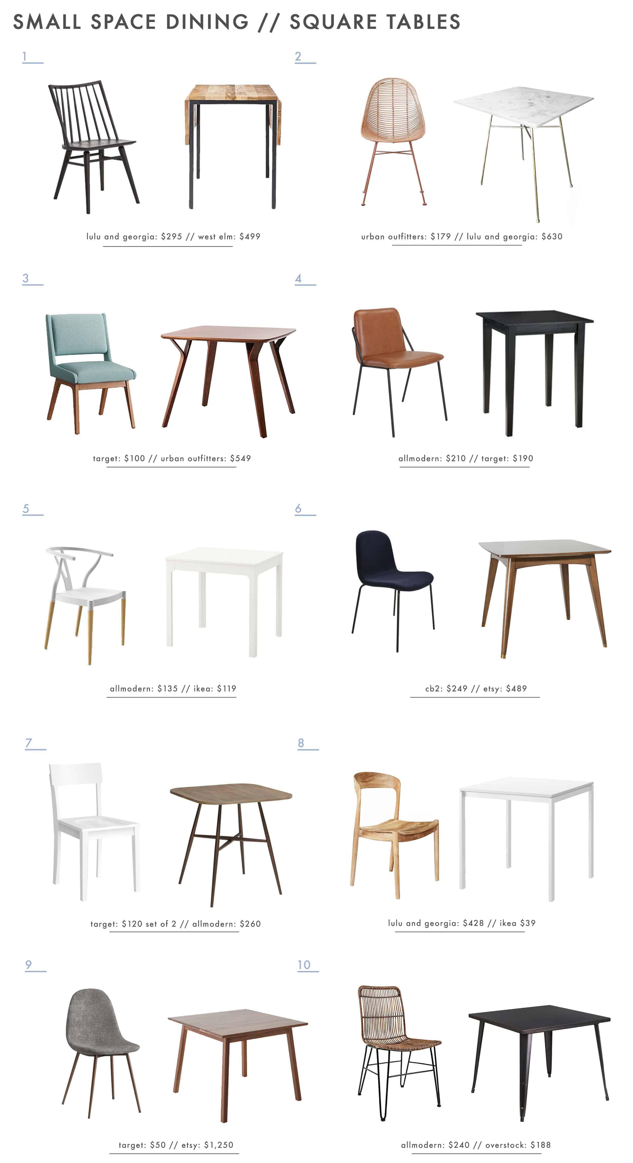 Emily Henderson Small Space Dining Combos Square Tables Roundup Copy