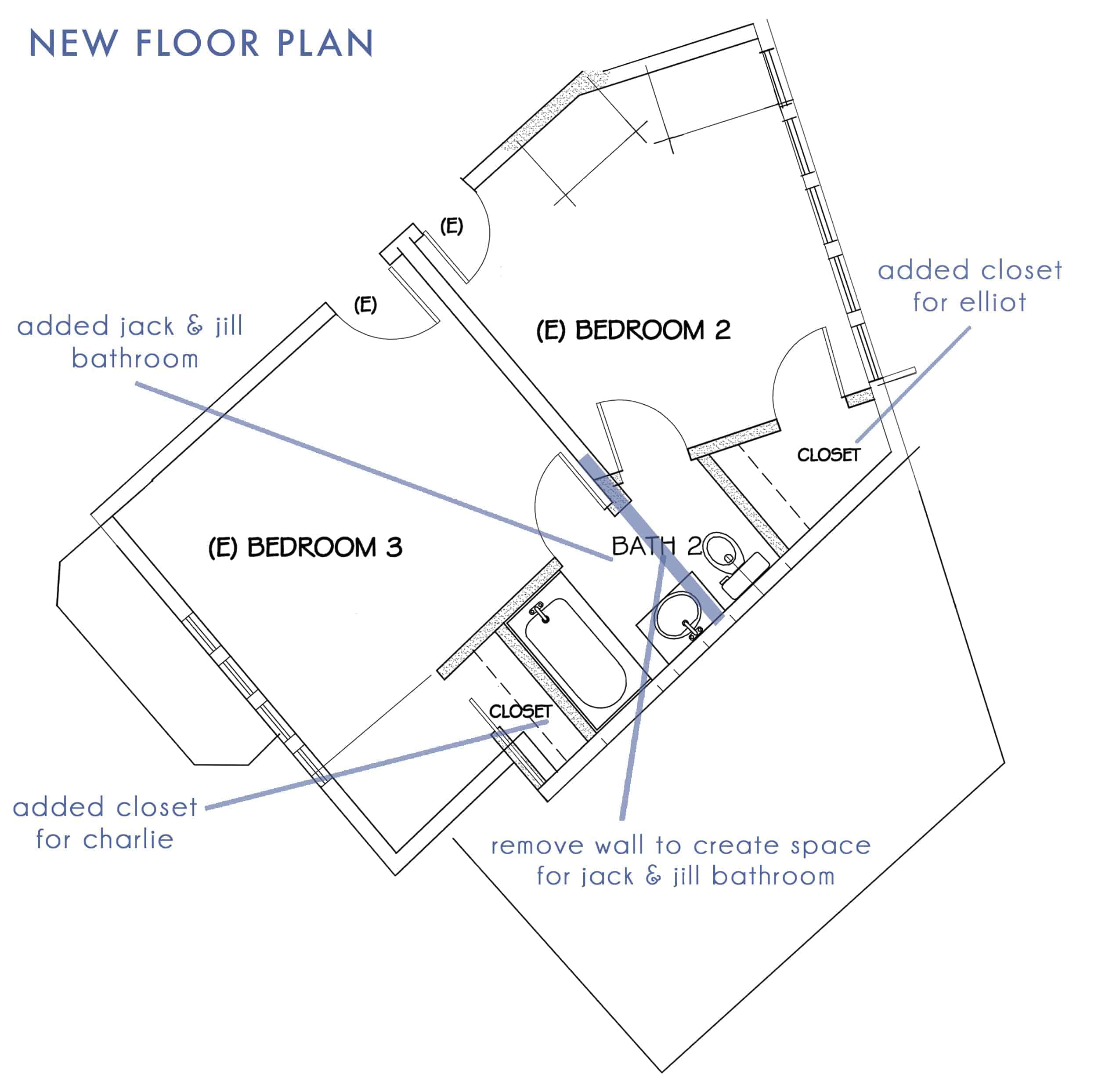 Emily Henderson Waverly Proposed Floorplan Jack And Jill Renovation Blue