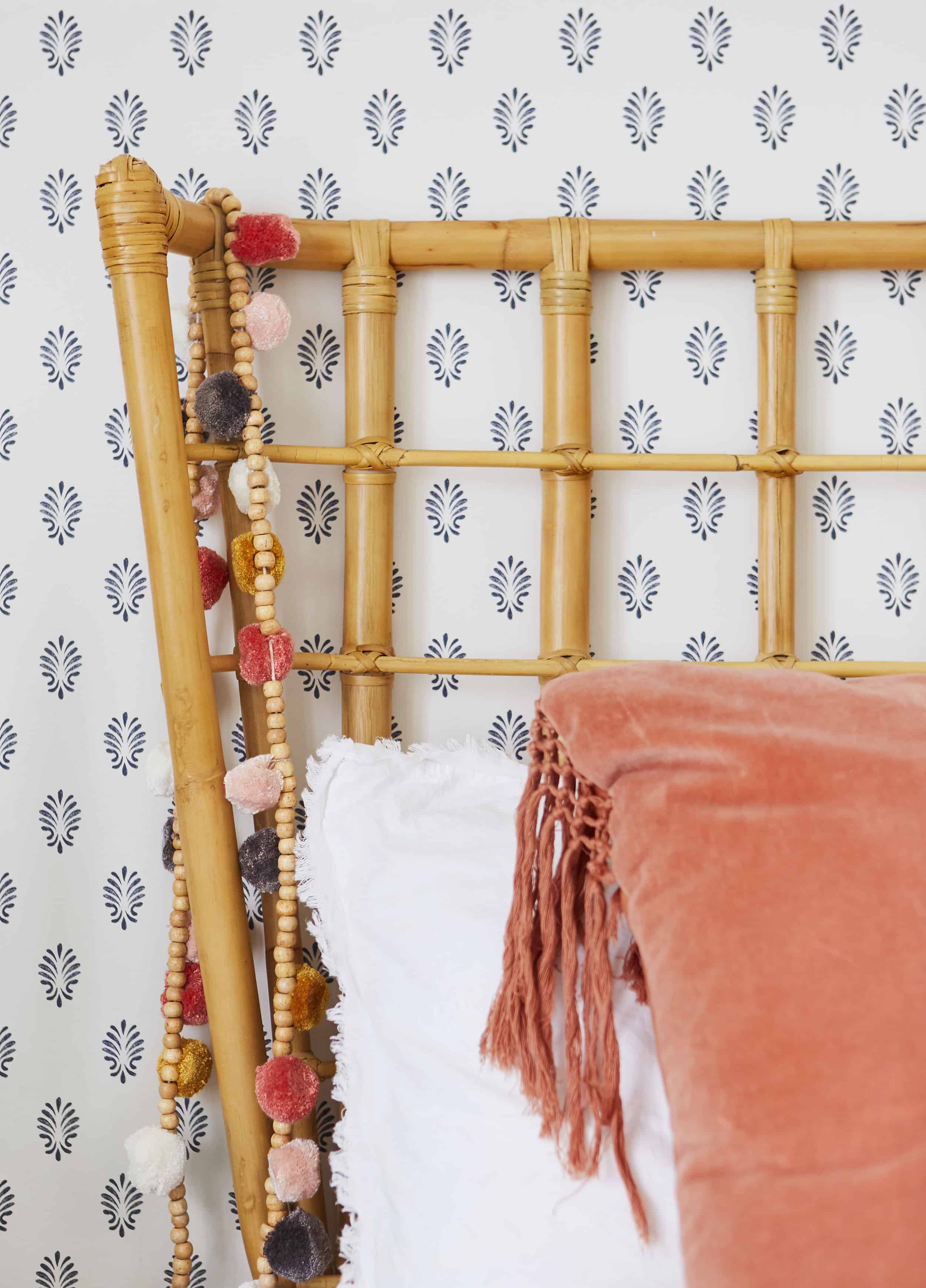 Eclectic Bedroom Rattan Headboard
