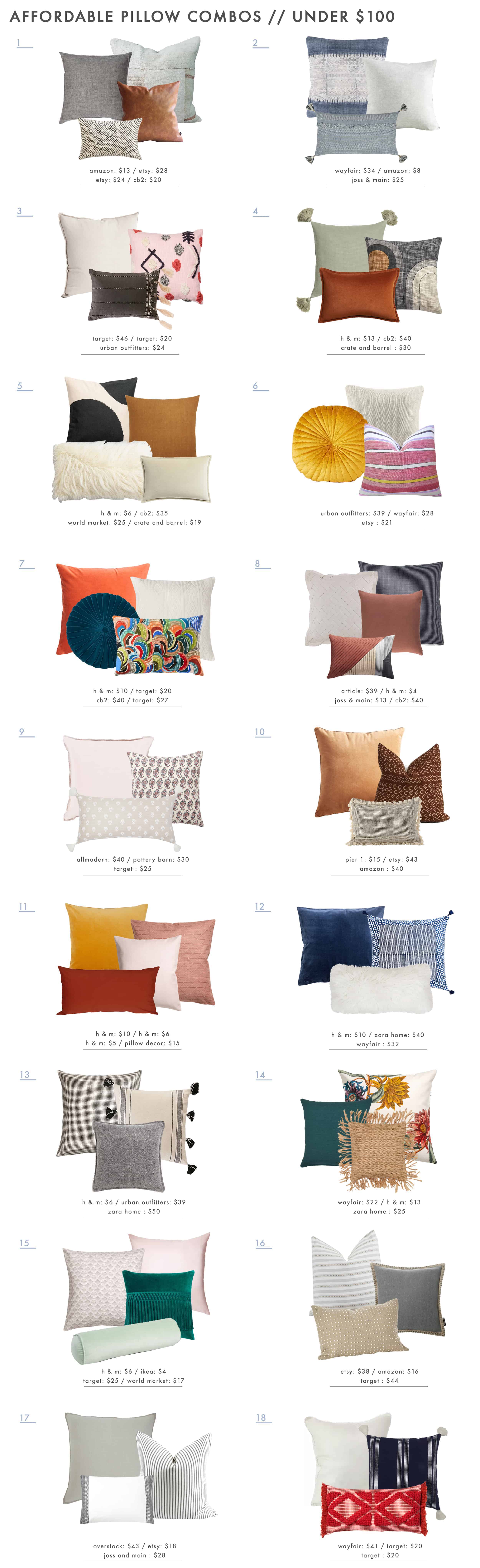 Emily Henderson Affordable Pillow Combos Roundup1