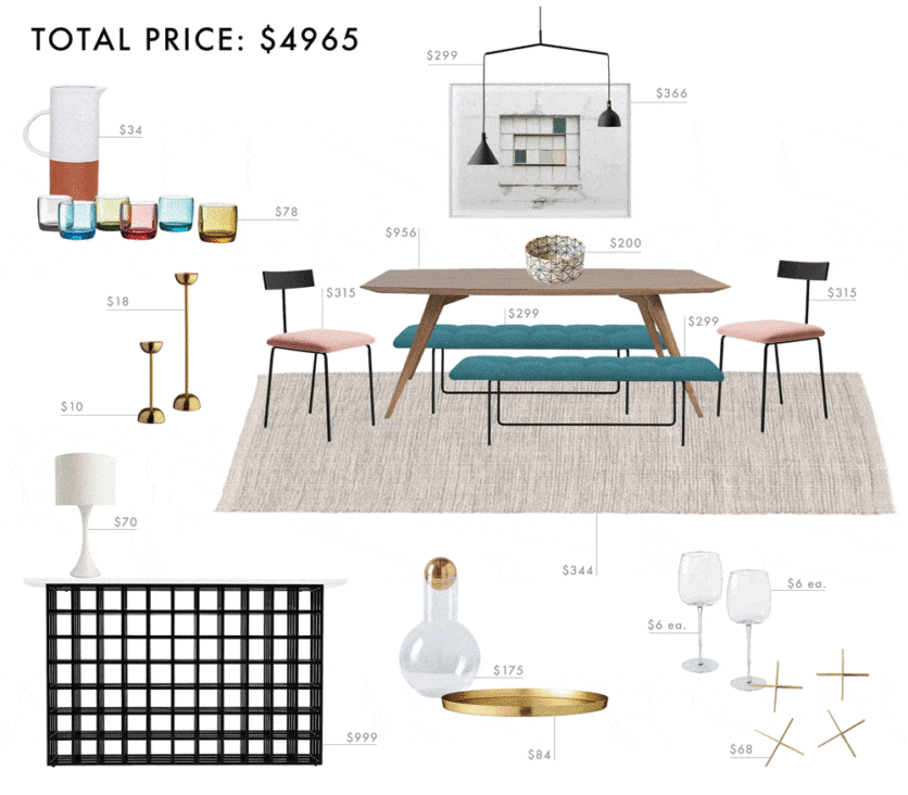 Emily Henderson Budget Room Design Colorful Mid Century Modern Dining Room Under Gif