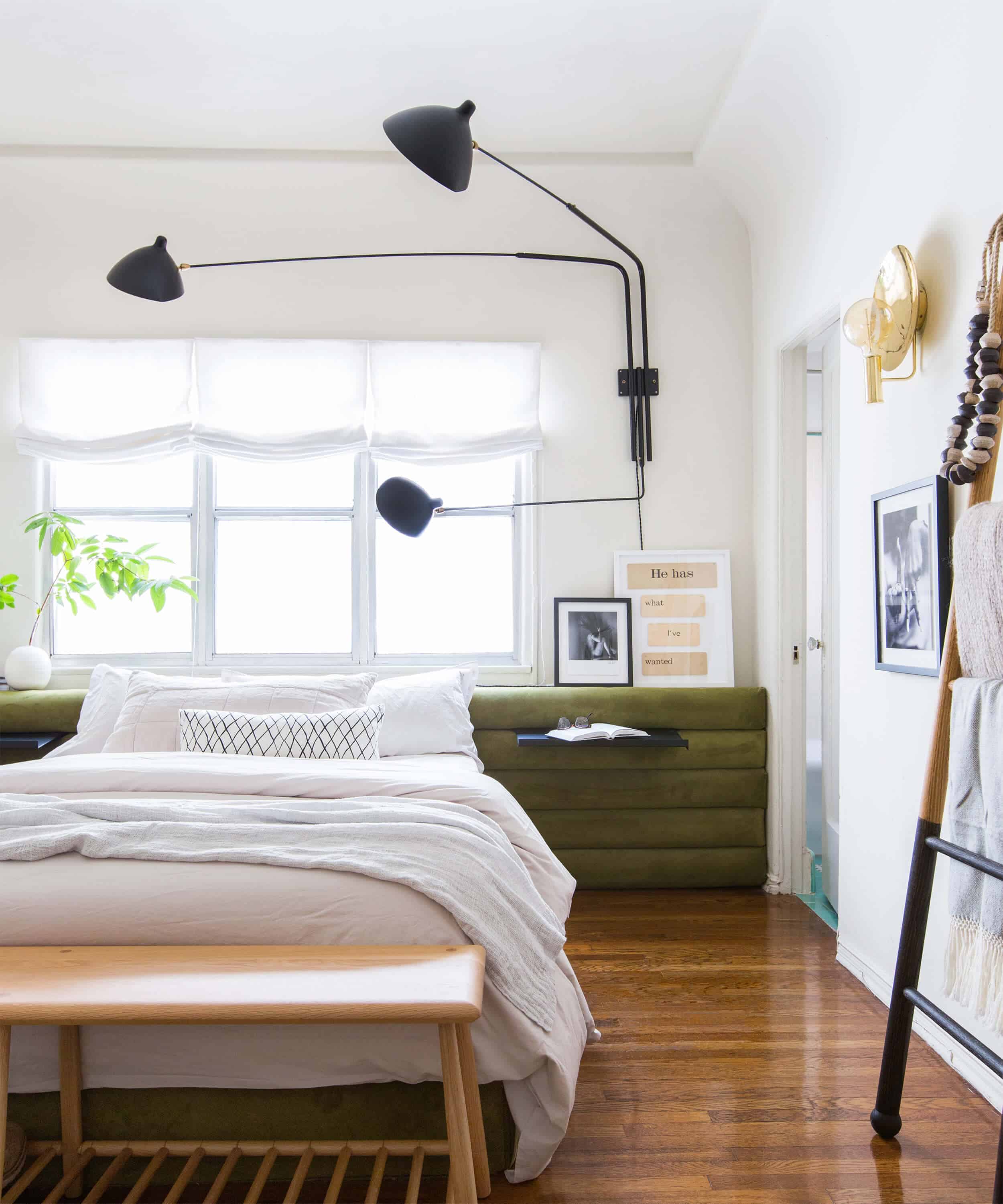 diy headboard wall sconce neutral