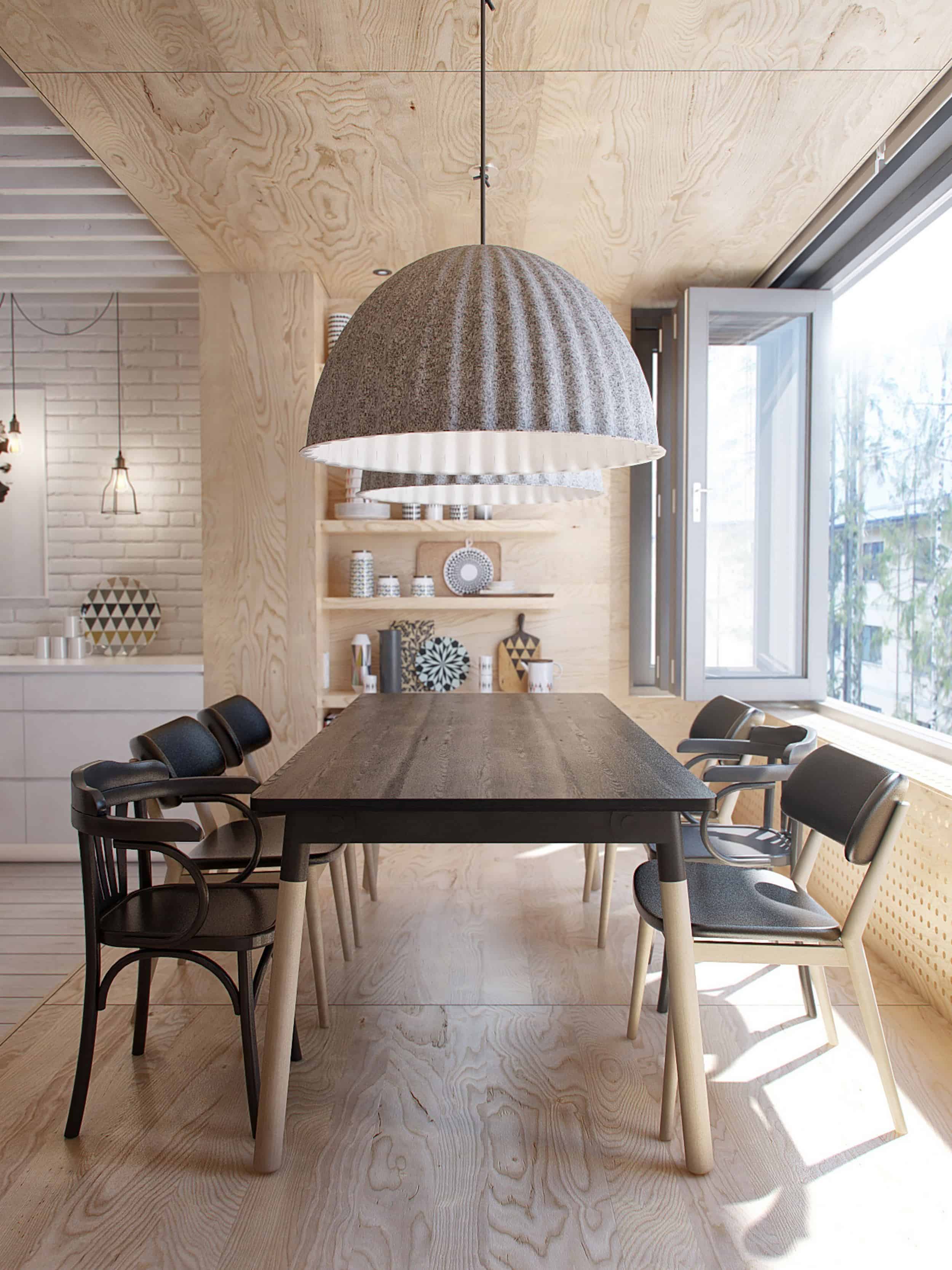 plywood walls fabric pendant 