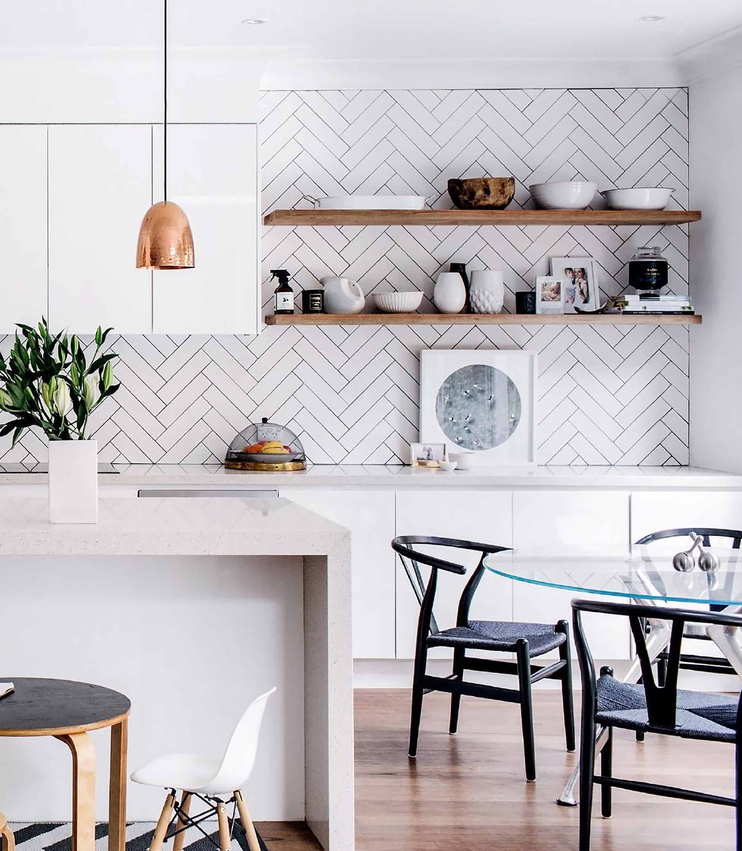 Modern White Kitchen Open Shelving