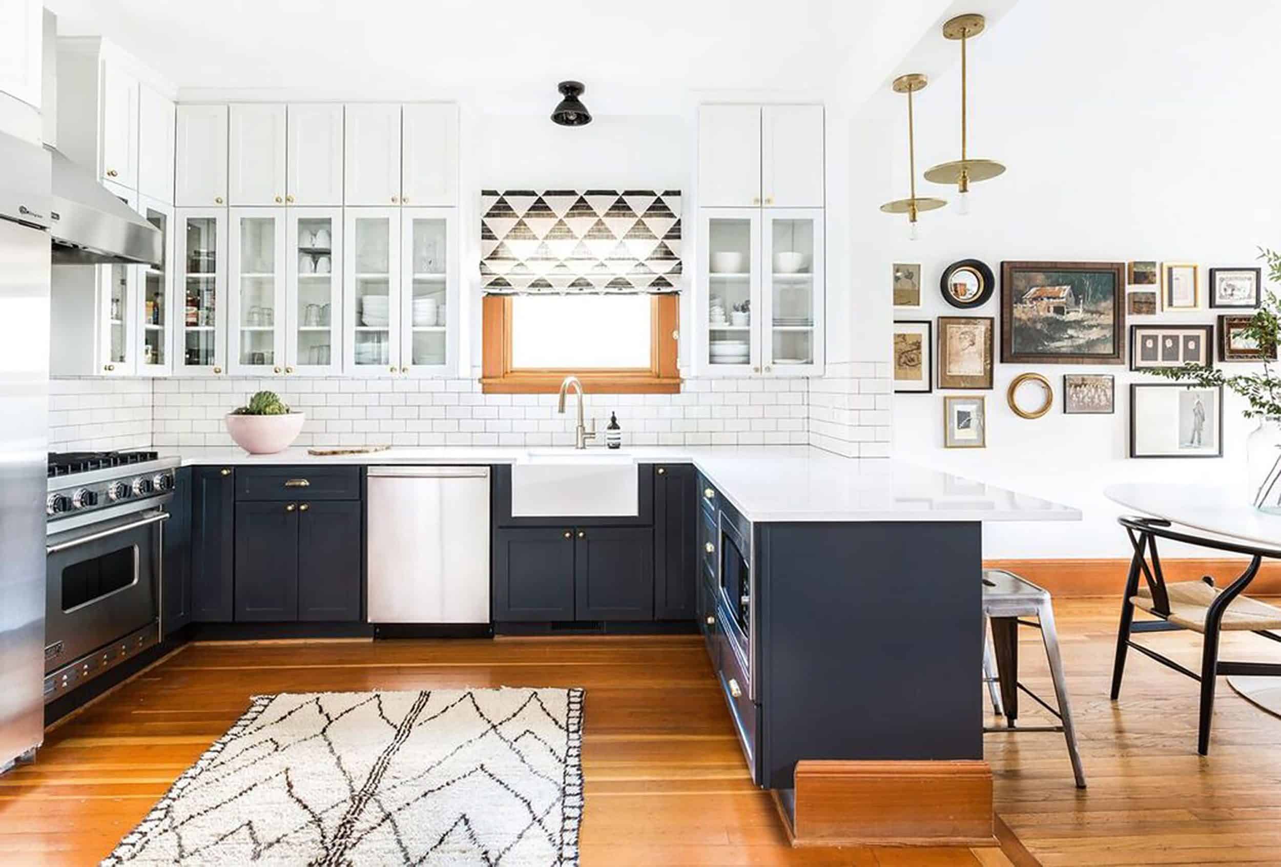 Two-Tone Kitchen Cabinets Glass Fronts