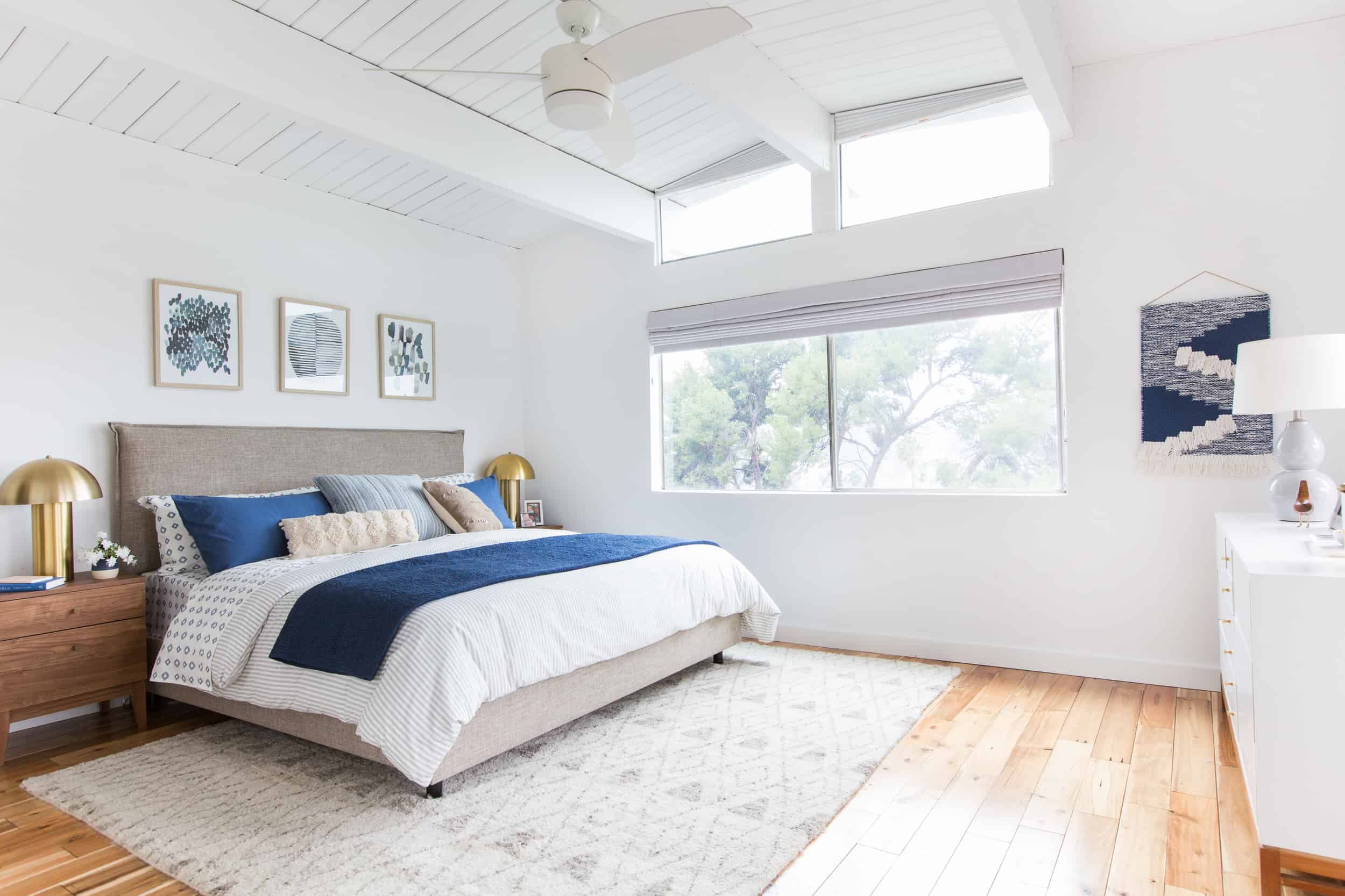 gold lamps neutral bedroom