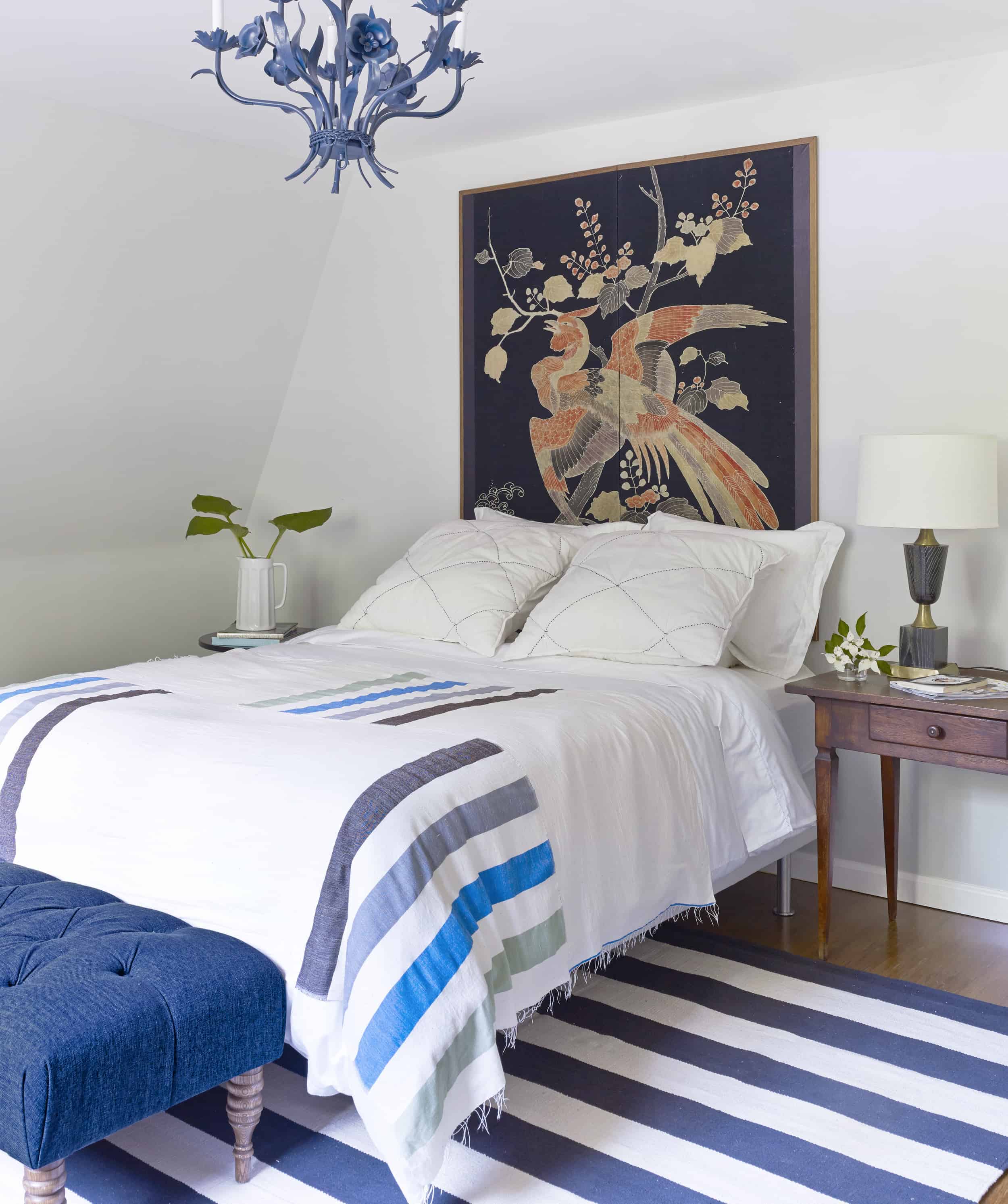 blue and white vintage bedroom blue chandelier 